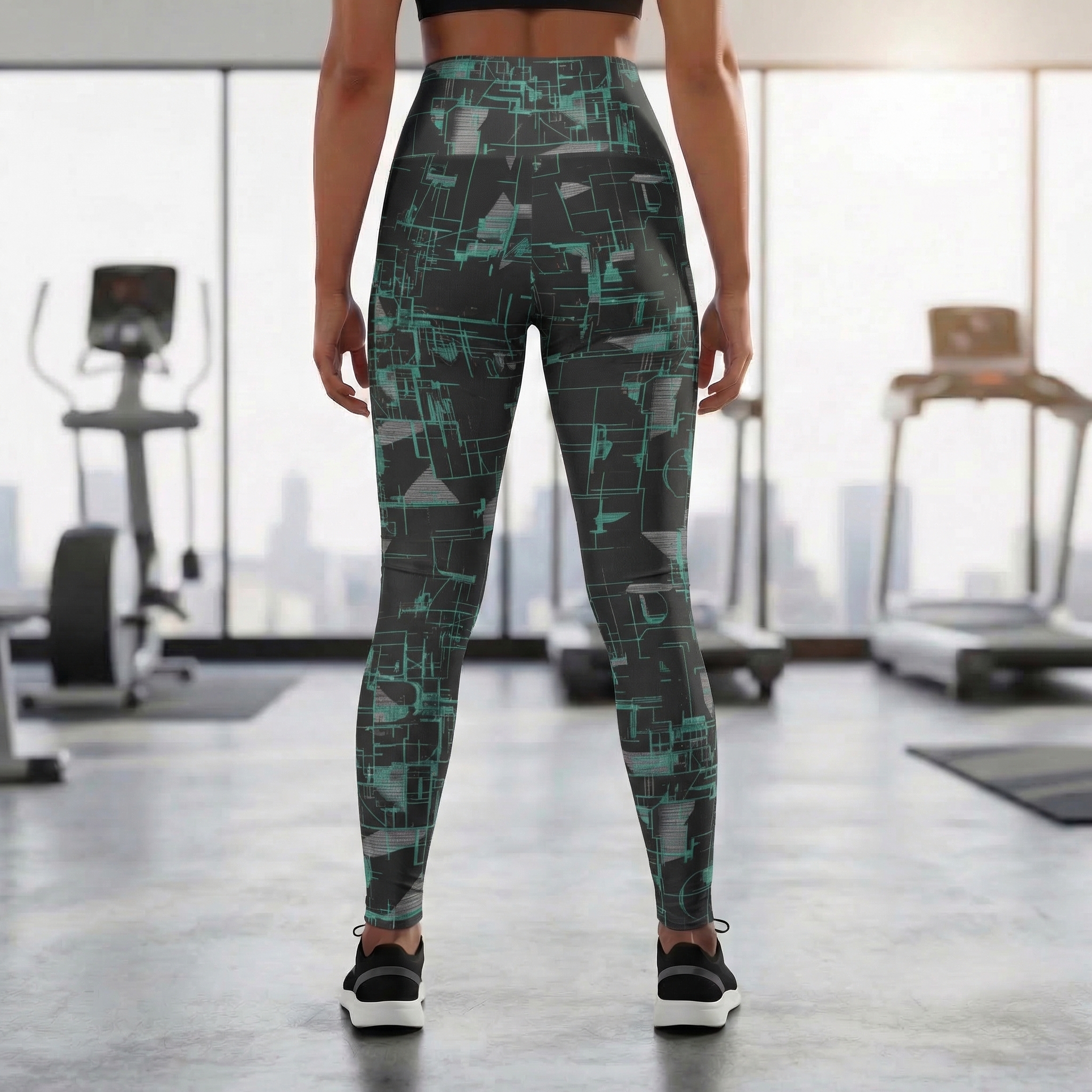Circuit Board High Waisted Leggings : Teal product thumbnail image Circuit Board High Waisted Leggings : Teal product thumbnail image