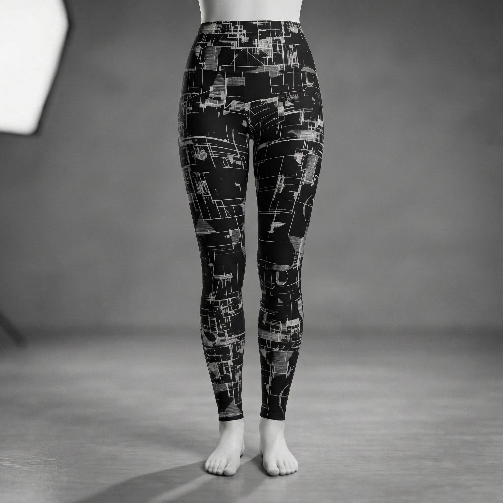 Circuit Board High Waisted Leggings : White product thumbnail image Circuit Board High Waisted Leggings : White product thumbnail image