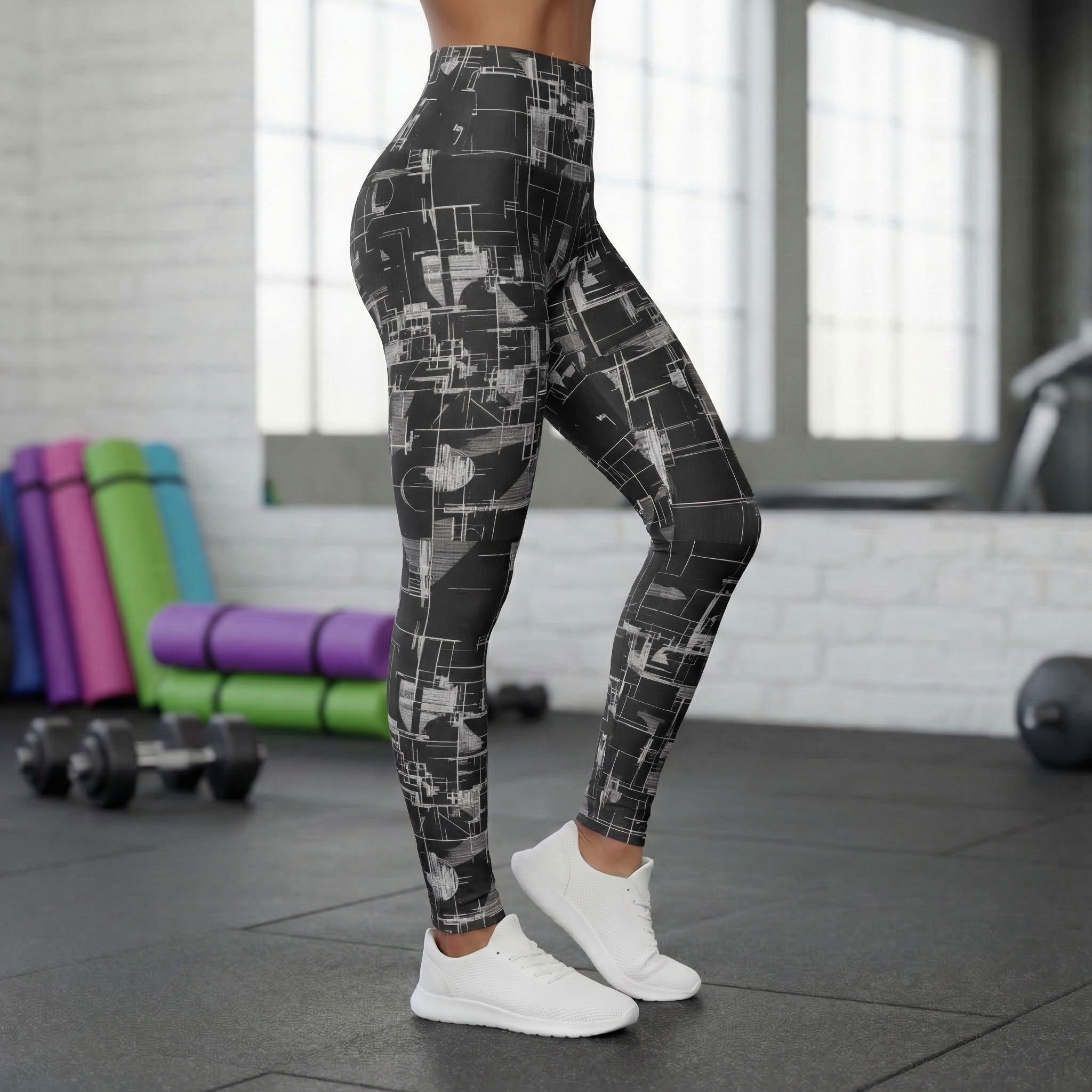 Circuit Board High Waisted Leggings : White product thumbnail image