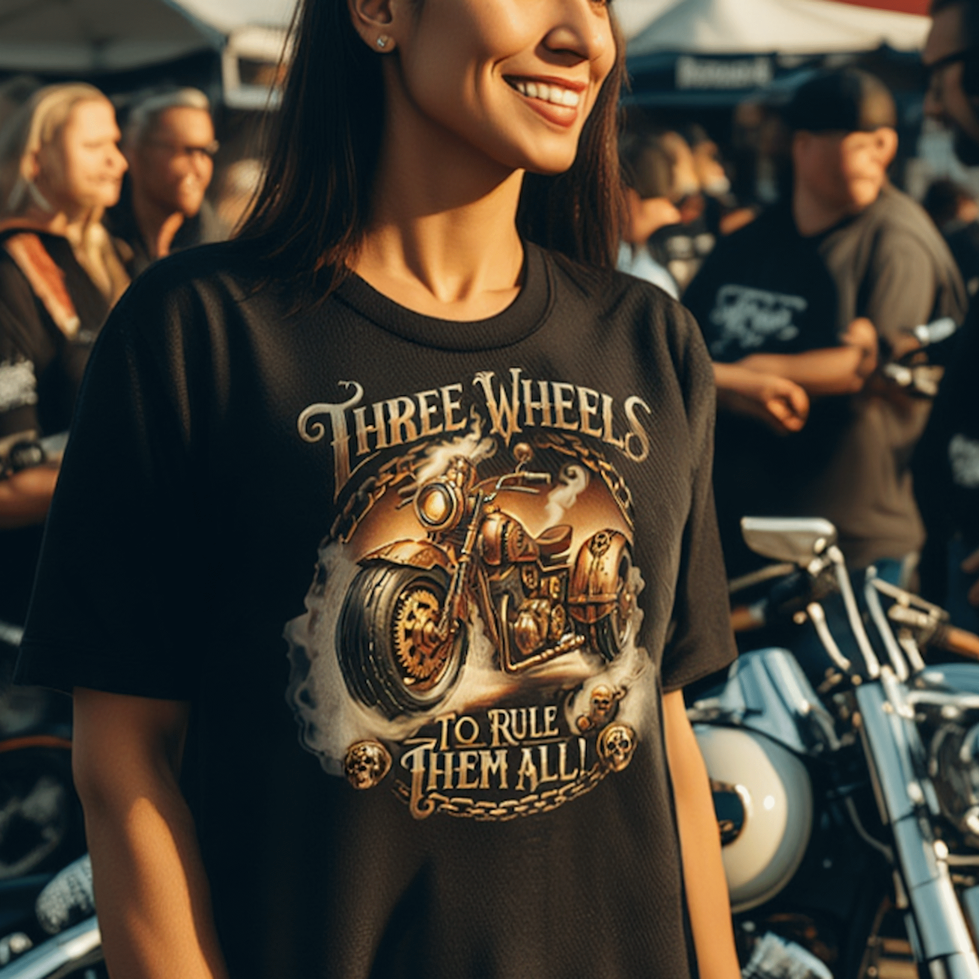 Three Wheels to Rule Them All Motorcycle T‑Shirt, Steampunk Trike Shirt for Motorcycle Enthusiasts product thumbnail image Three Wheels to Rule Them All Motorcycle T‑Shirt, Steampunk Trike Shirt for Motorcycle Enthusiasts product thumbnail image