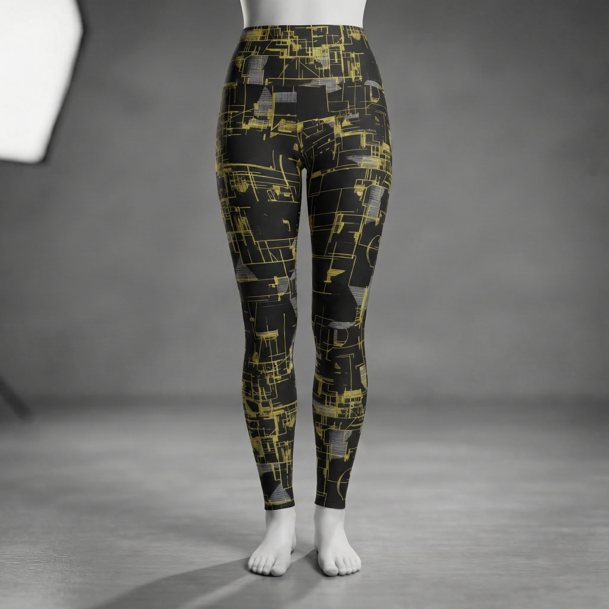 Circuit Board High Waisted Leggings : Yellow