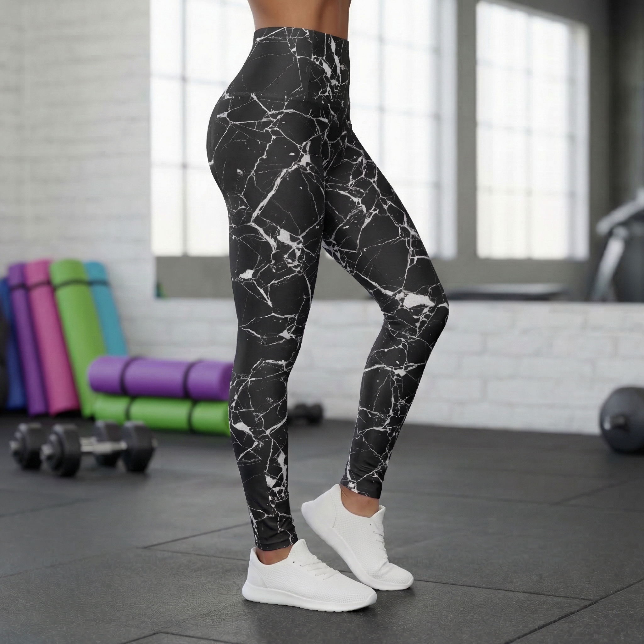 Obsidian High Waisted Leggings : White product thumbnail image