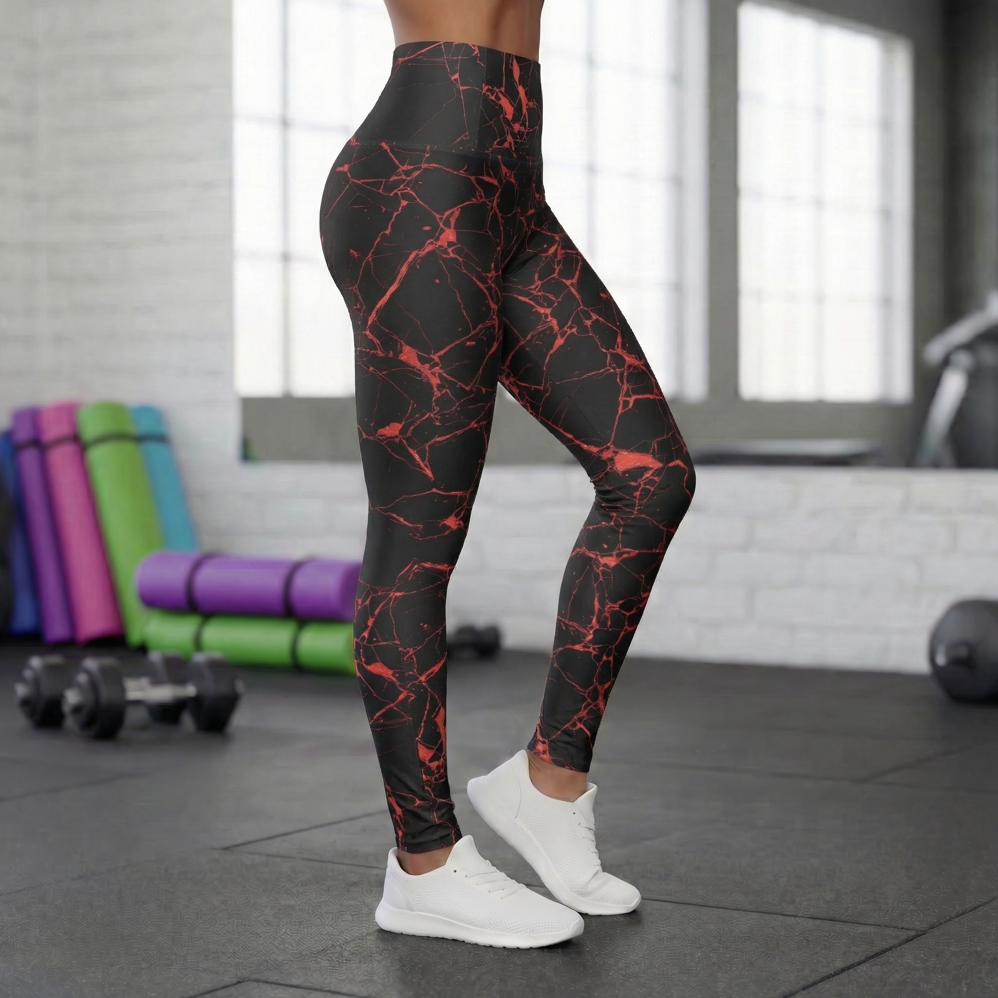 Obsidian High Waisted Leggings : Red product thumbnail image Obsidian High Waisted Leggings : Red product thumbnail image