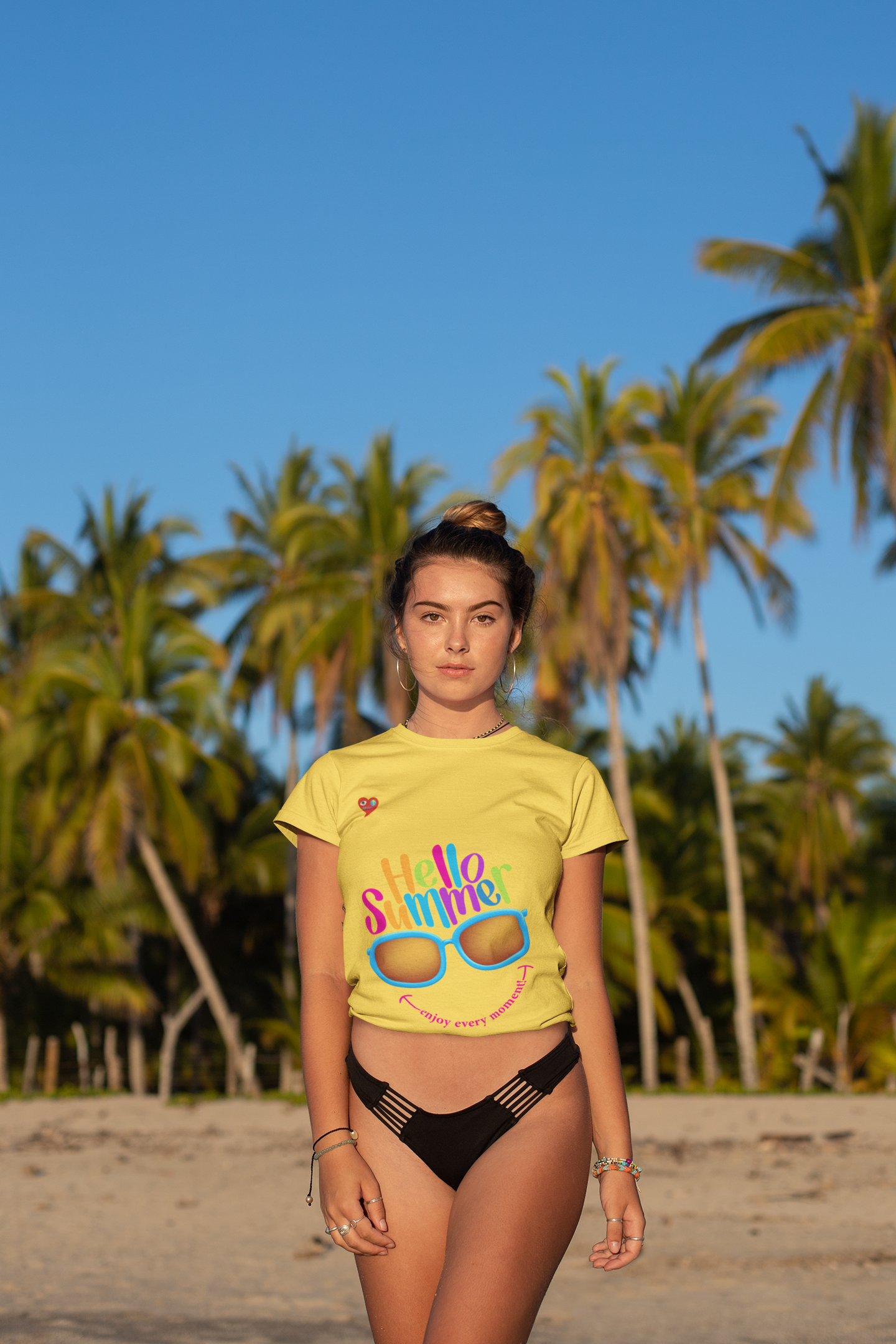 Hello Summer Sunglasses T-Shirt — Colorful 'Hello Summer' Graphic Tee product thumbnail image