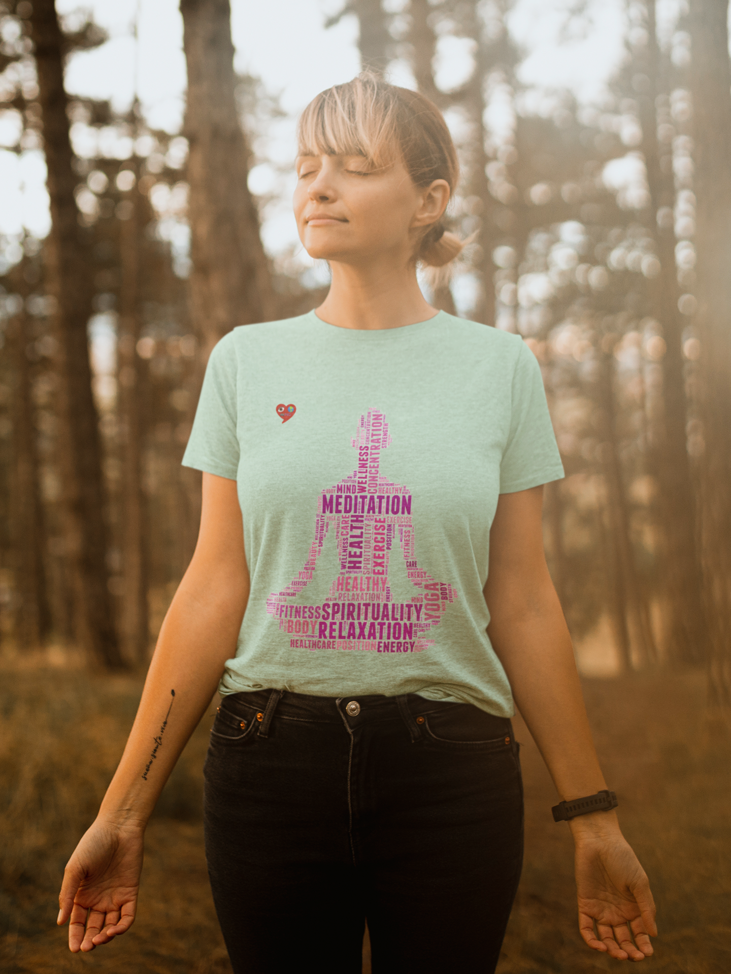 Meditation Word-Art Yoga T‑Shirt — Relaxation &amp; Spirituality Tee product thumbnail image