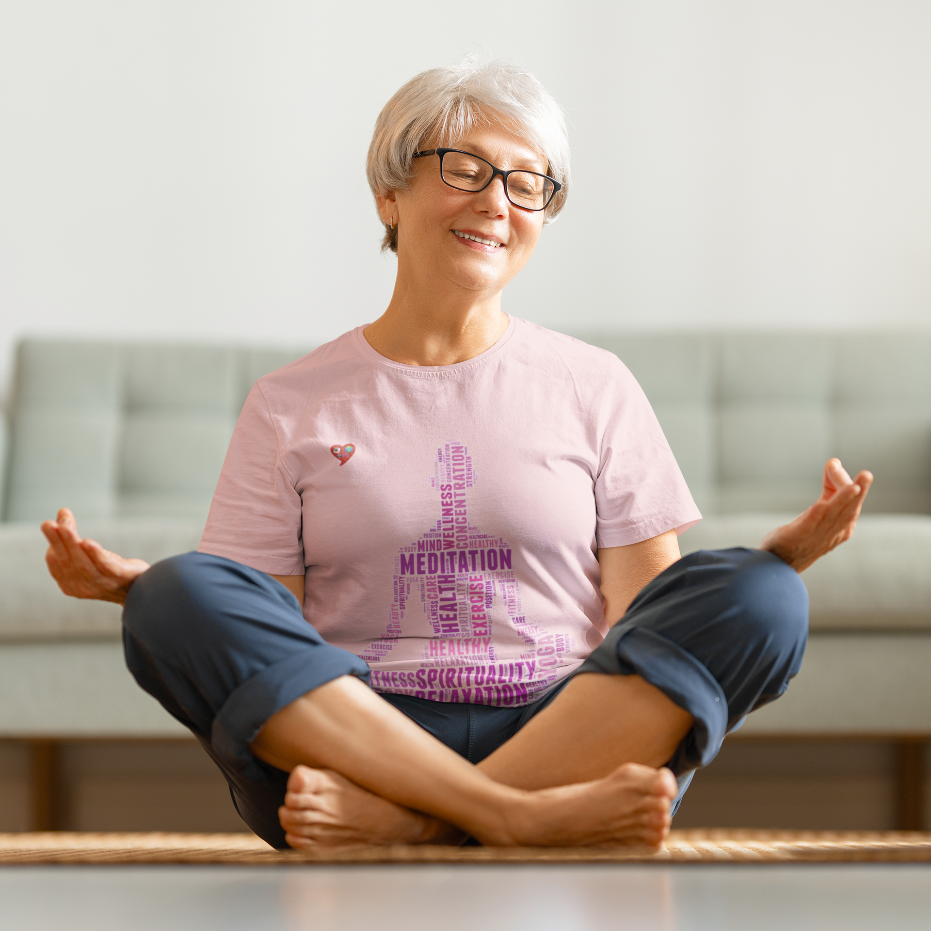 Meditation Word-Art Yoga T‑Shirt — Relaxation &amp; Spirituality Tee product thumbnail image