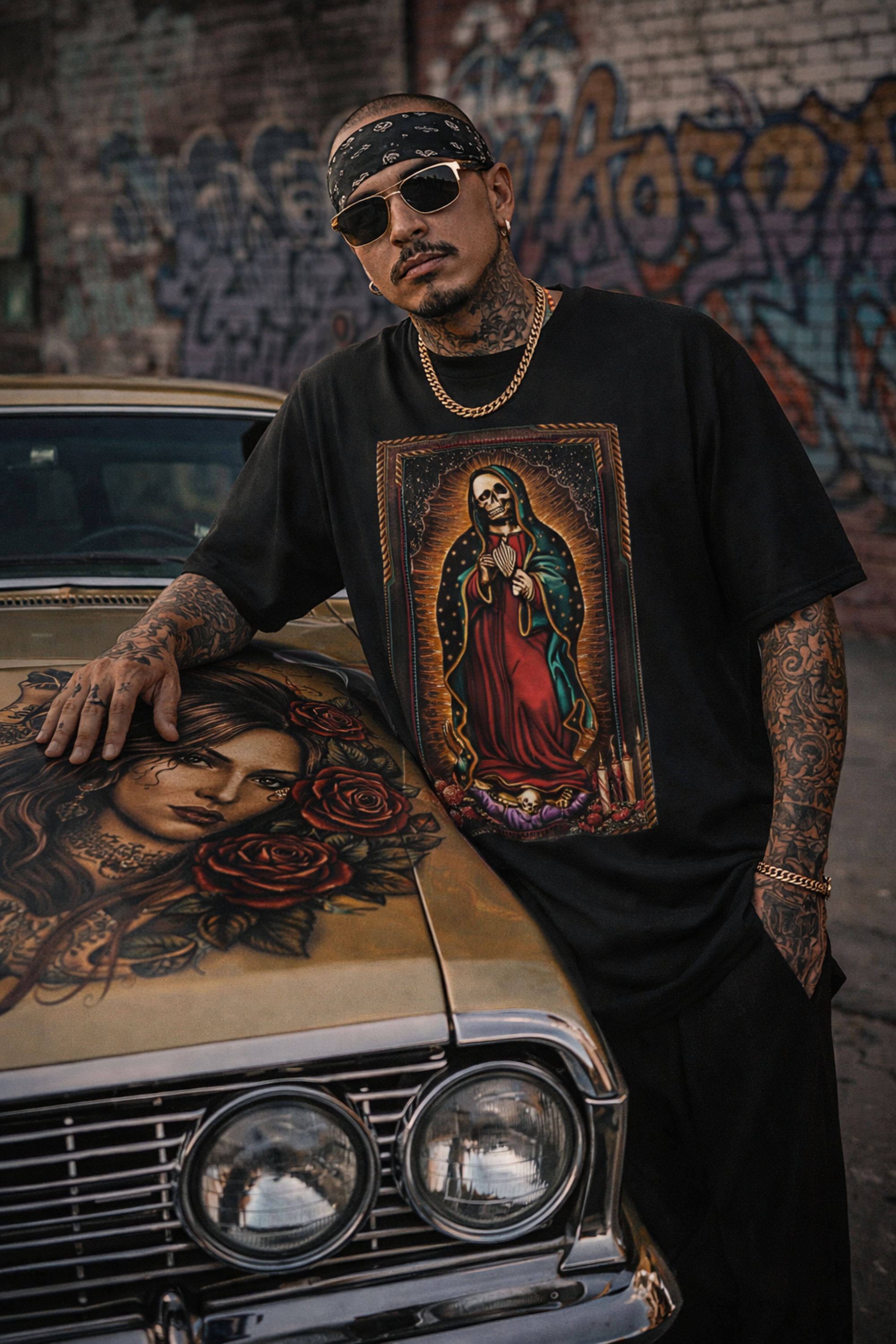 Colorful Skeleton Virgin T-Shirt, Softstyle Unisex Tee for Festivals, Holidays, Unique Gift, Casual Wear, Día de los Muertos product thumbnail image