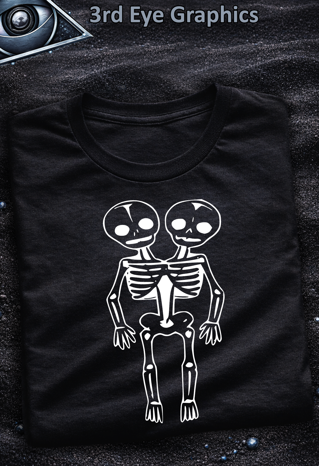 Vintage Gothic Horror Oddities Twin Skeleton Graphic T-Shirt // White