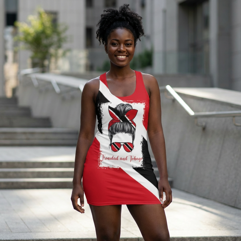 Trinidad &amp; Tobago Women's Racerback Dress, Tropical Vacation Outfits, Summer Fashion, Party Wear, Carnival Attire product thumbnail image