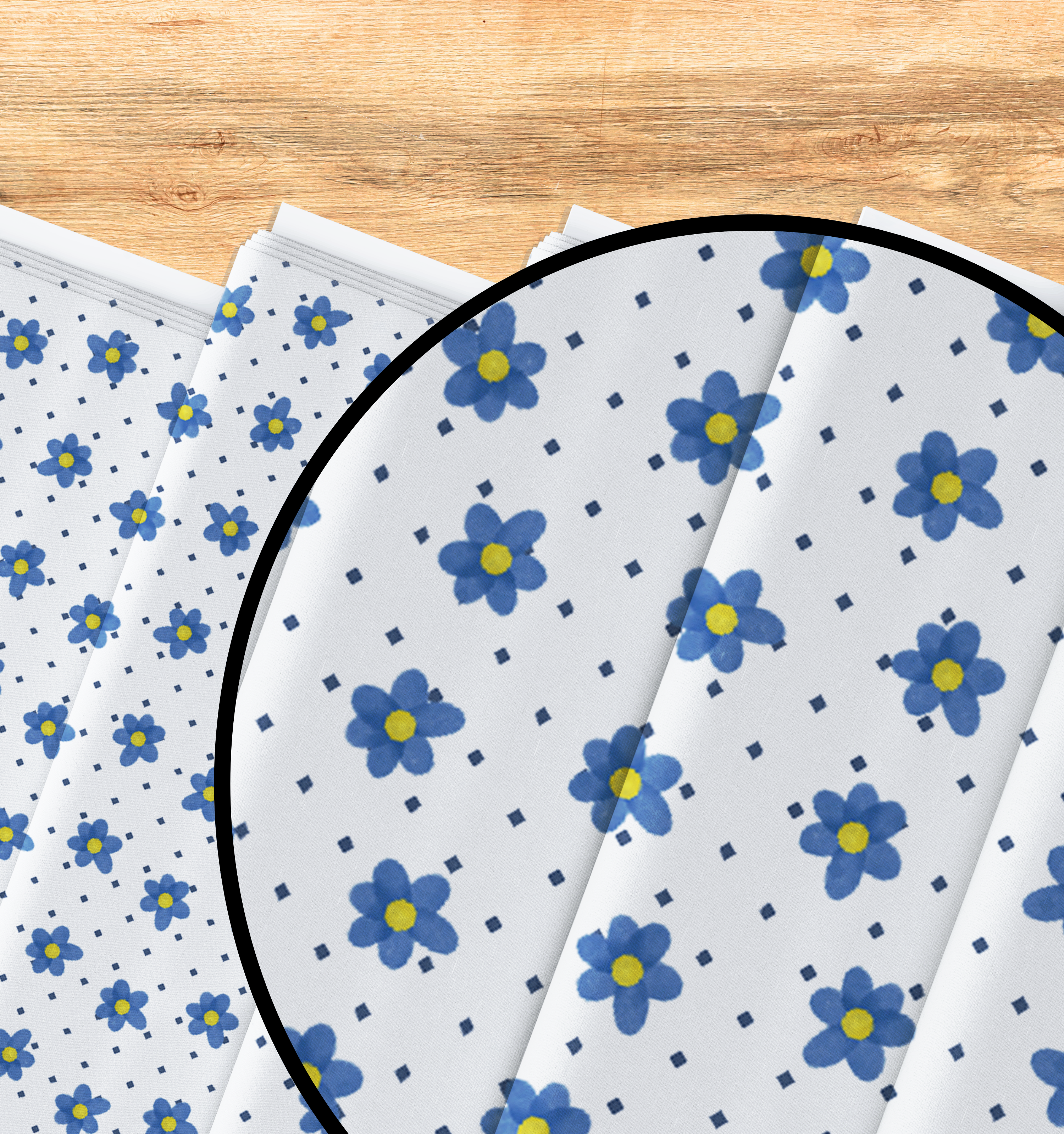 Blue Daisy Diamond Dotted Combed Cotton Fabric – Quilting &amp; Sewing Print product thumbnail image