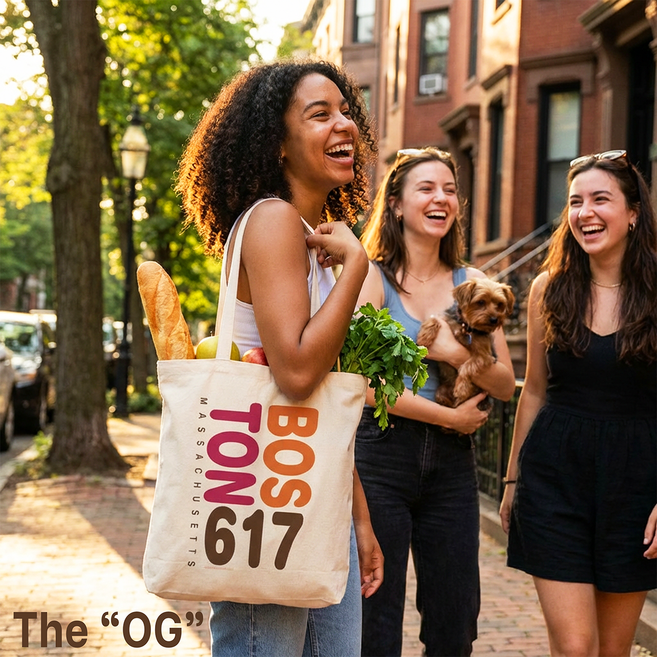 Boston 617 Massachusetts Tote Bag with Retro Bold Text Design - Makes a Great Hometown Gift product thumbnail image