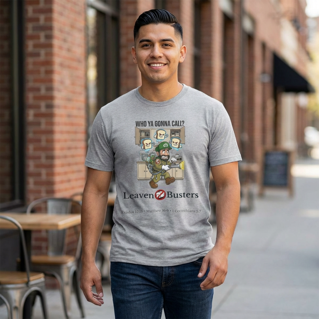 LeavenBusters T-Shirt — "Who Ya Gonna Call?" Biblical Comedy Tee