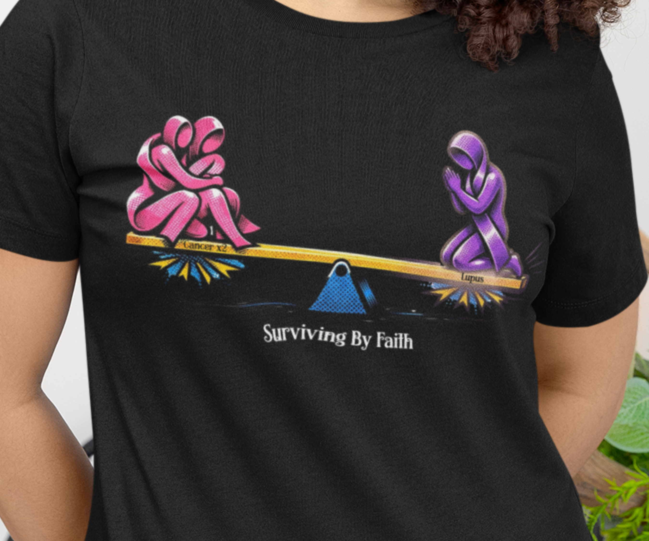Balance of Emotions Surviving Cancer x2 and Lupus Gildan Unisex T‑Shirt | Illustrated Seesaw Chronic Illness and Autoimmune Disorder Survivor Art Graphic Tee product thumbnail image Balance of Emotions Surviving Cancer x2 and Lupus Gildan Unisex T‑Shirt | Illustrated Seesaw Chronic Illness and Autoimmune Disorder Survivor Art Graphic Tee product thumbnail image