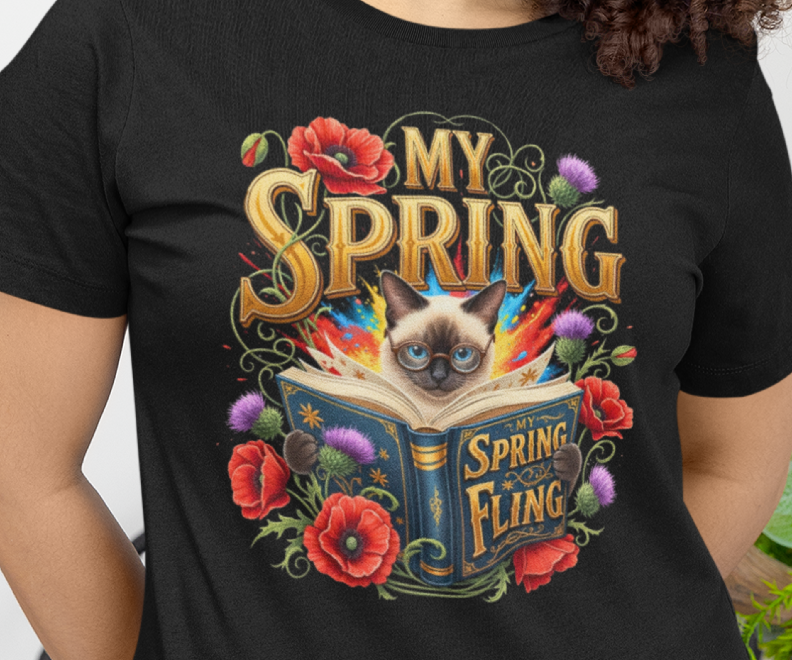 Spring Fling Book Lovers Gildan T‑Shirt | Floral Bookish 'My Spring Fling' Cute Cat Graphic Tee | Cat Lovers Flowers and Reading Enthusiasts product thumbnail image Spring Fling Book Lovers Gildan T‑Shirt | Floral Bookish 'My Spring Fling' Cute Cat Graphic Tee | Cat Lovers Flowers and Reading Enthusiasts product thumbnail image