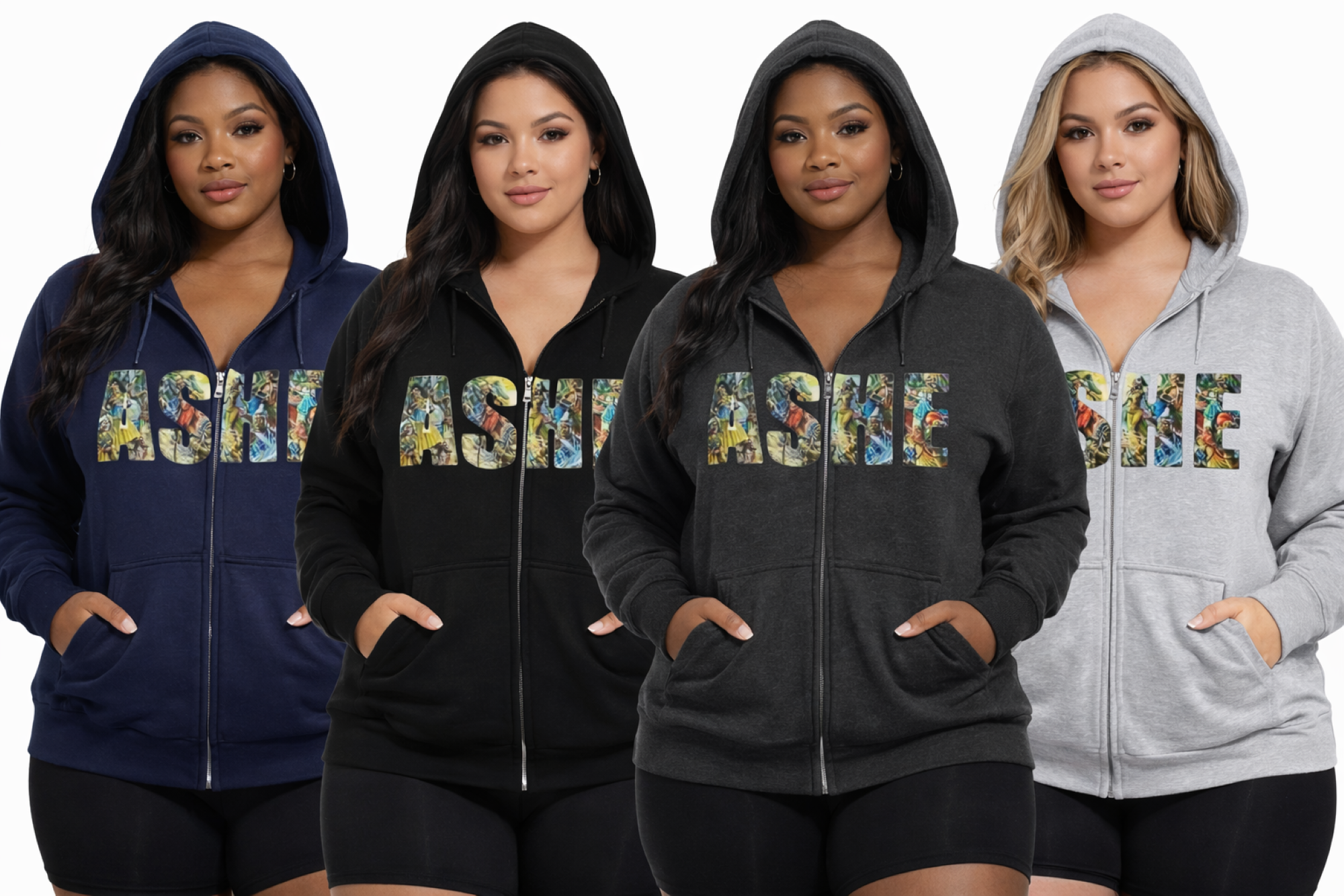 Ashe Graphic Zip Hoodie, Cozy Unisex Hooded Sweatshirt product thumbnail image Ashe Graphic Zip Hoodie, Cozy Unisex Hooded Sweatshirt product thumbnail image