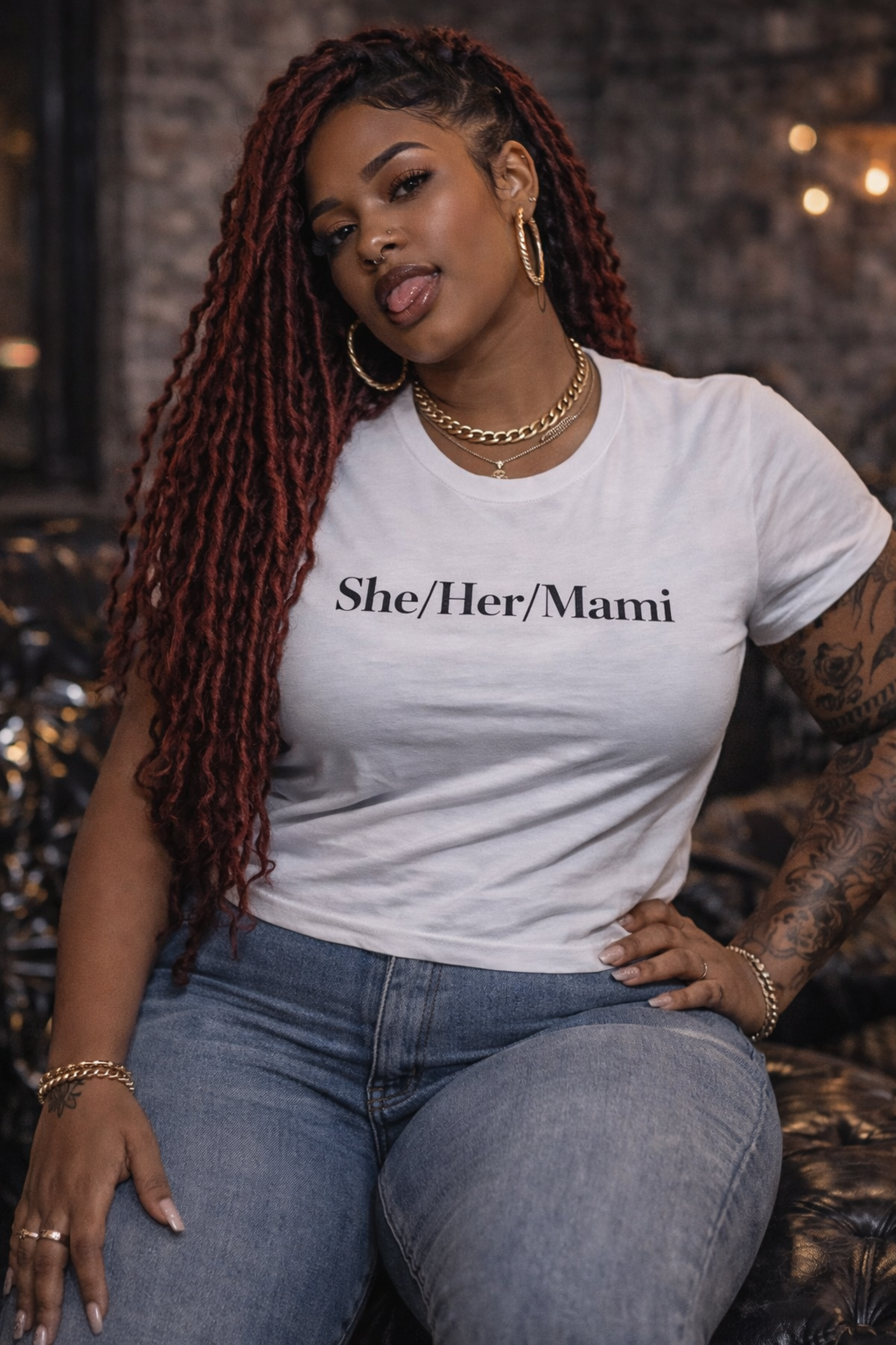 She/Her/Mami Unisex Heavy Cotton Tee product thumbnail image She/Her/Mami Unisex Heavy Cotton Tee product thumbnail image