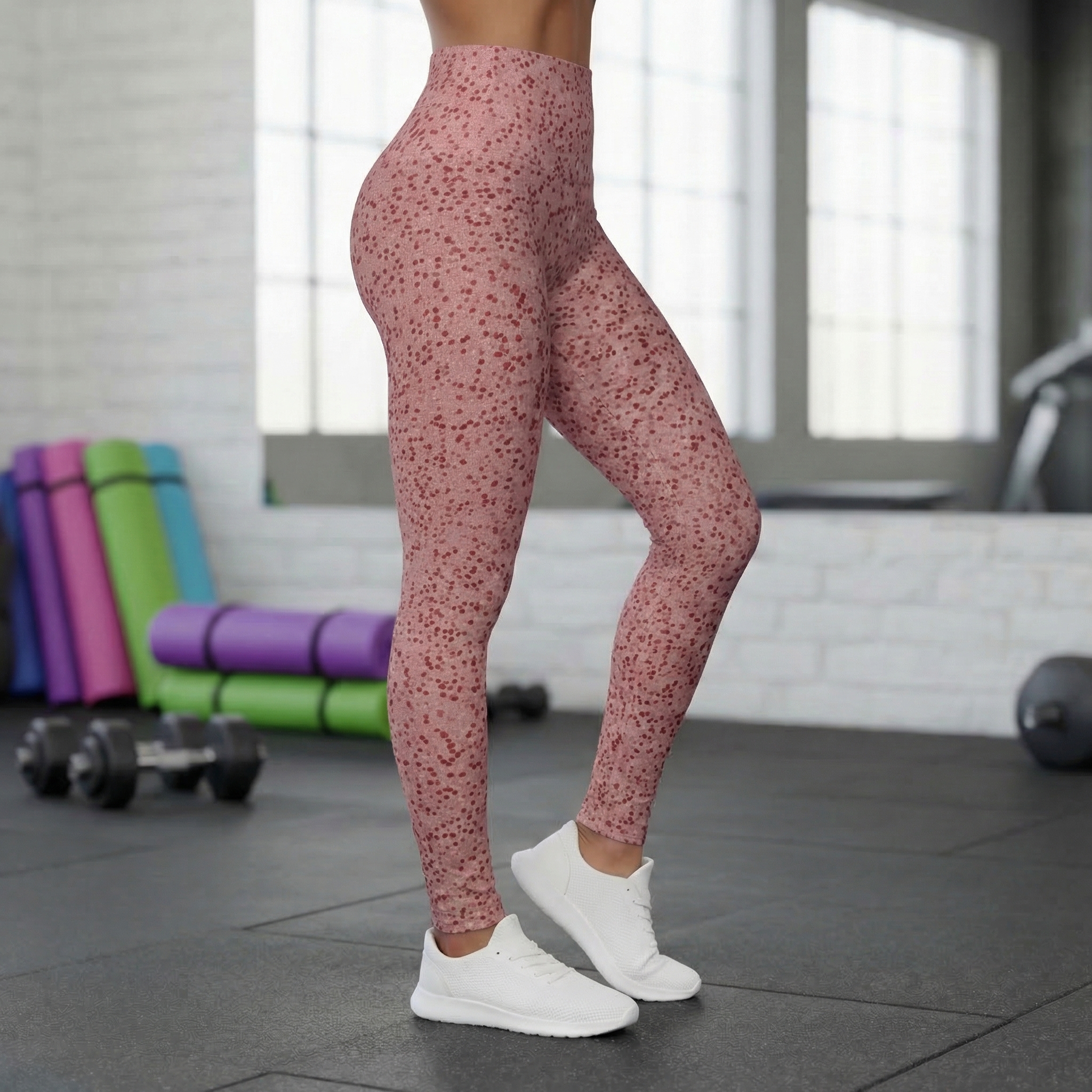 Red Pea Dot High Waisted Leggings product thumbnail image Red Pea Dot High Waisted Leggings product thumbnail image