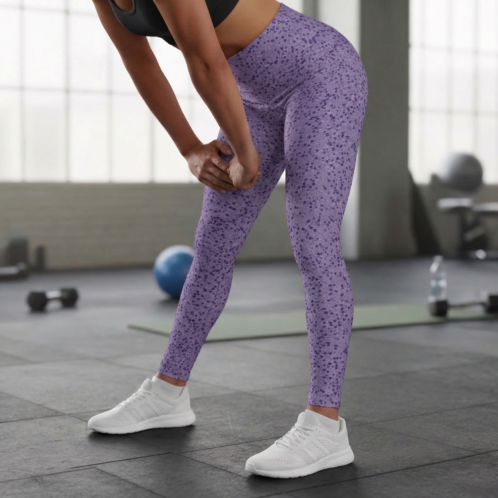 Purple Pea Dot High Waisted Leggings  product thumbnail image