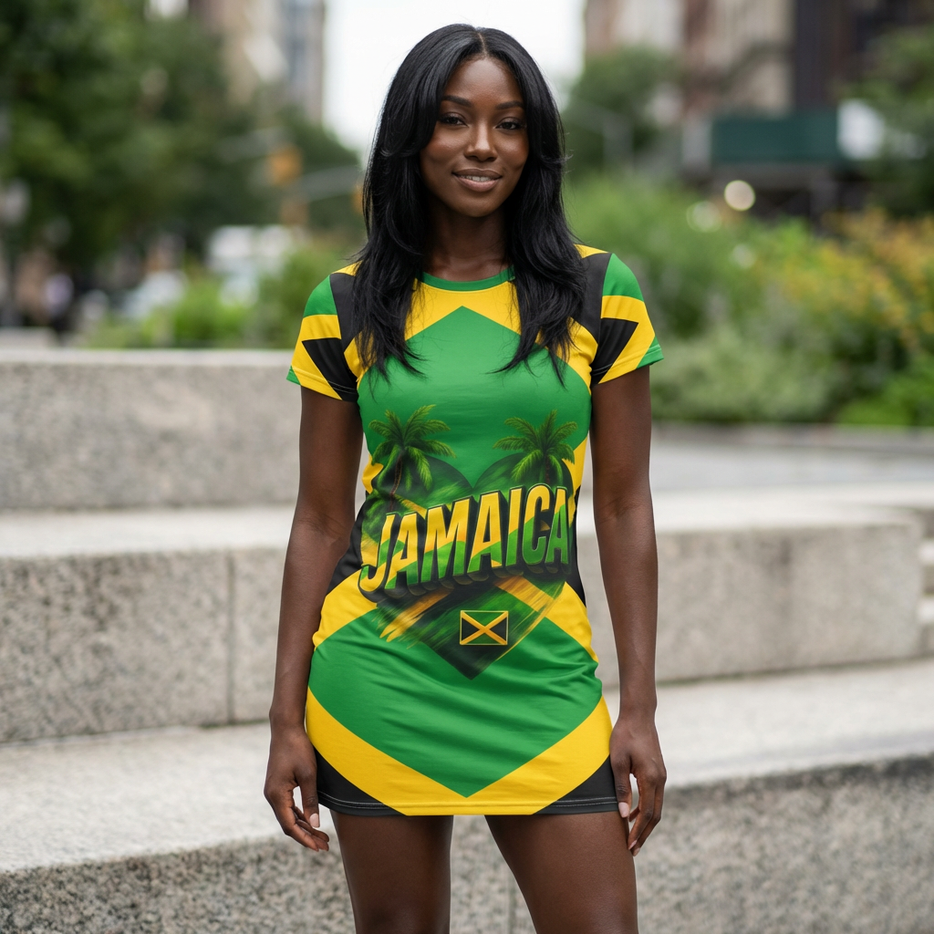 Tropical JAMAICA Vibe Women's T-Shirt Dress product thumbnail image