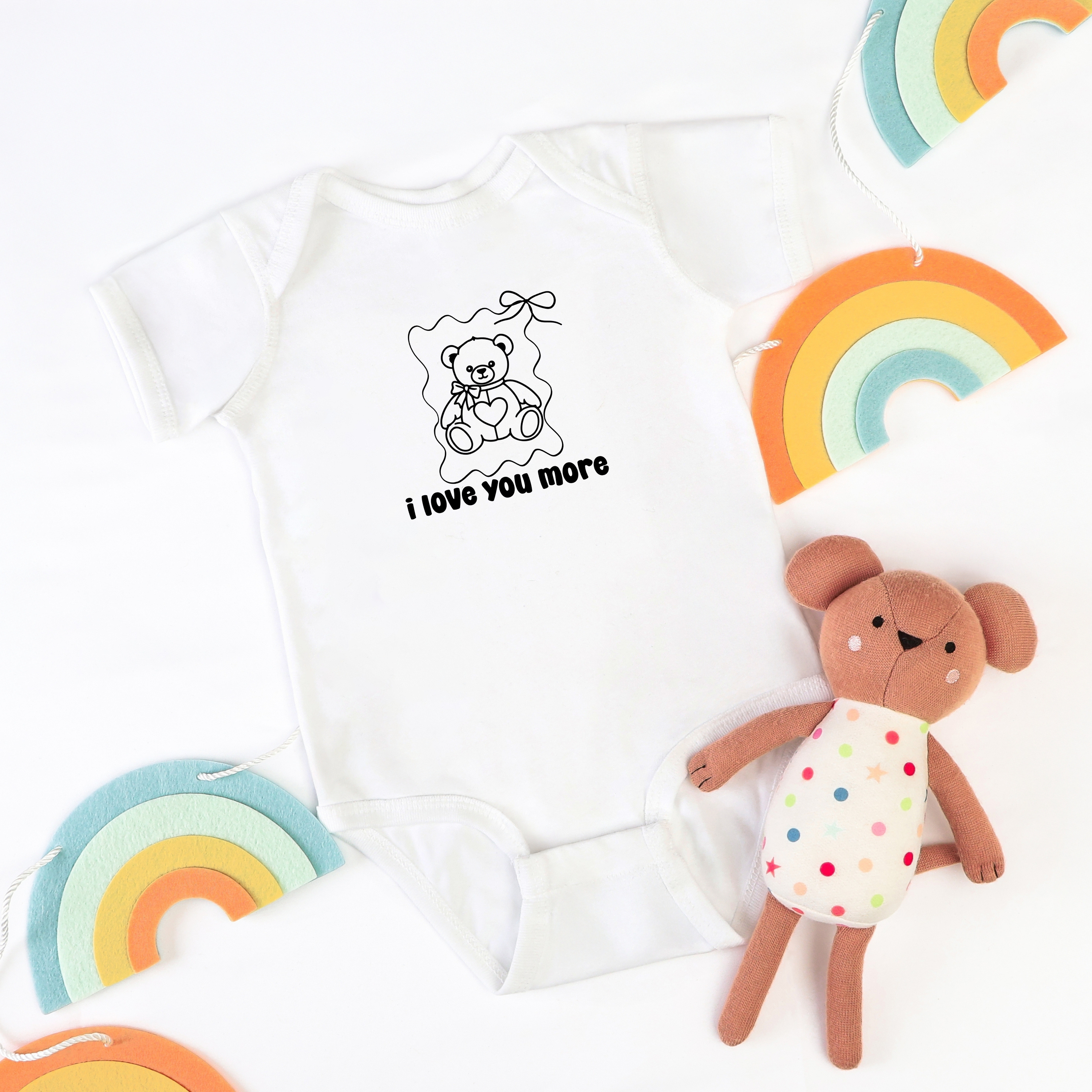 Infant Bodysuit — I Love You More Teddy Bear Bow Matching Mommy Set