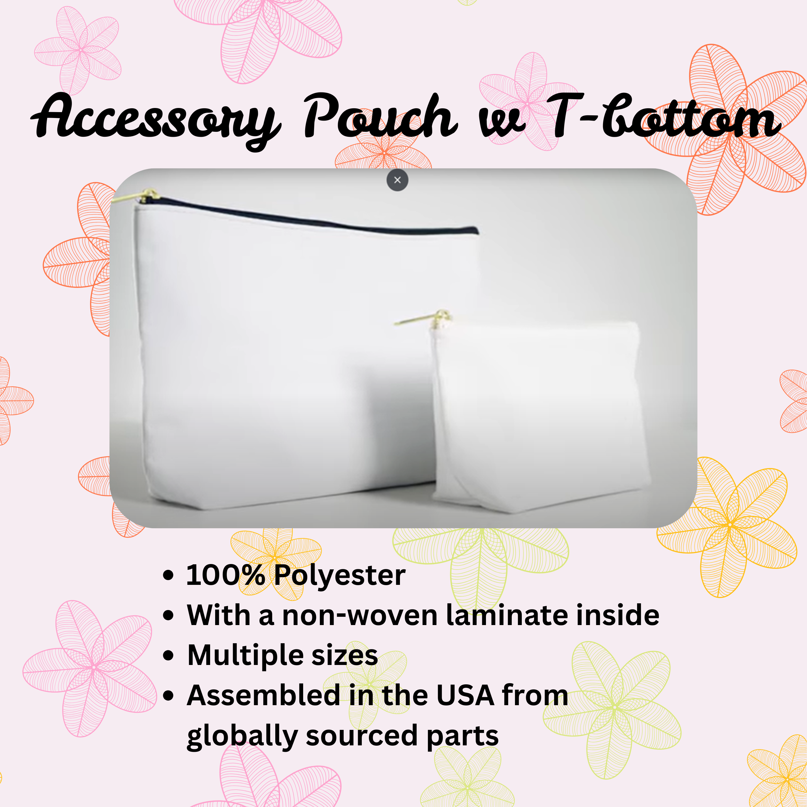 Floral Sketch Accessory Pouch — Pink Line-Drawing Flowers Cosmetic Bag product thumbnail image Floral Sketch Accessory Pouch — Pink Line-Drawing Flowers Cosmetic Bag product thumbnail image