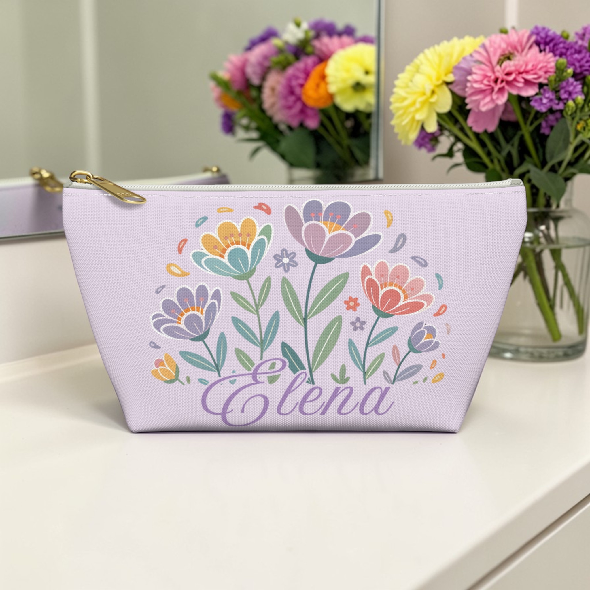 Copy of Floral Accessory Pouch — Personalized "Green" Cosmetic Bag product thumbnail image