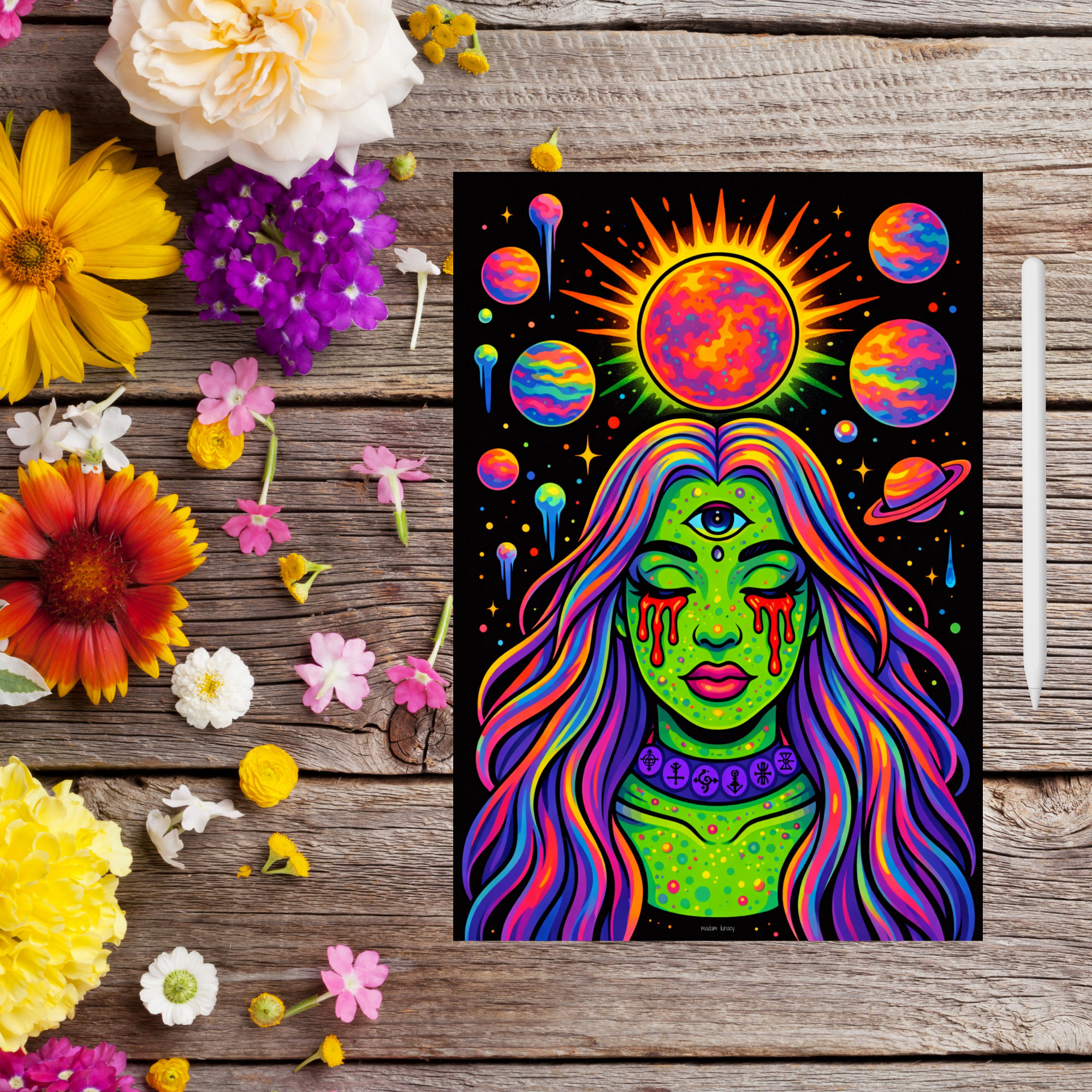 Emerald Goddess. Art by Madam Lunacy - ART PRINT │Green Goddess Chronicles product thumbnail image Emerald Goddess. Art by Madam Lunacy - ART PRINT │Green Goddess Chronicles product thumbnail image