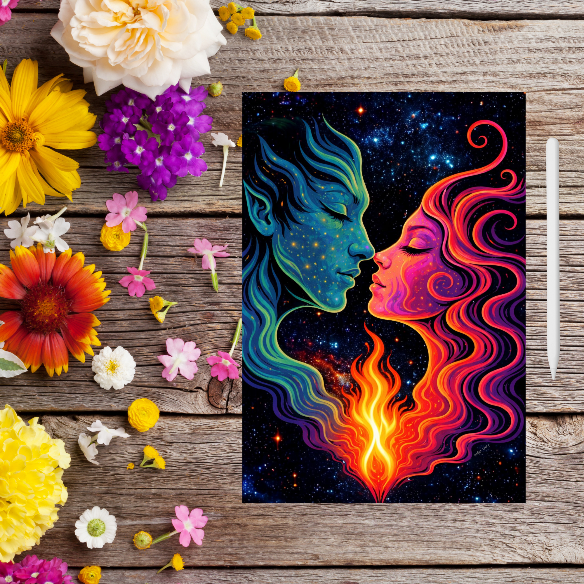 You &amp; Me Across The Cosmic Sea. Art by Madam Lunacy - ART PRINT │Dreamscape Art Portal  product thumbnail image