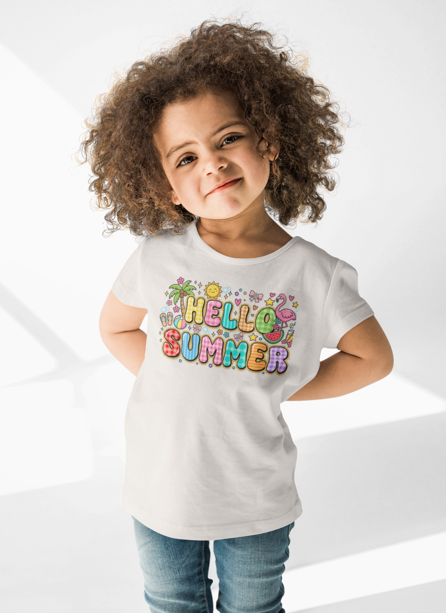 Hello Summer Toddler T-Shirt, Cute Summer Shirt for Toddlers, Beach Vacation Kids Tee, Flamingo Sunshine Shirt, Girls Summer Outfit, Tropical Toddler Tee product thumbnail image