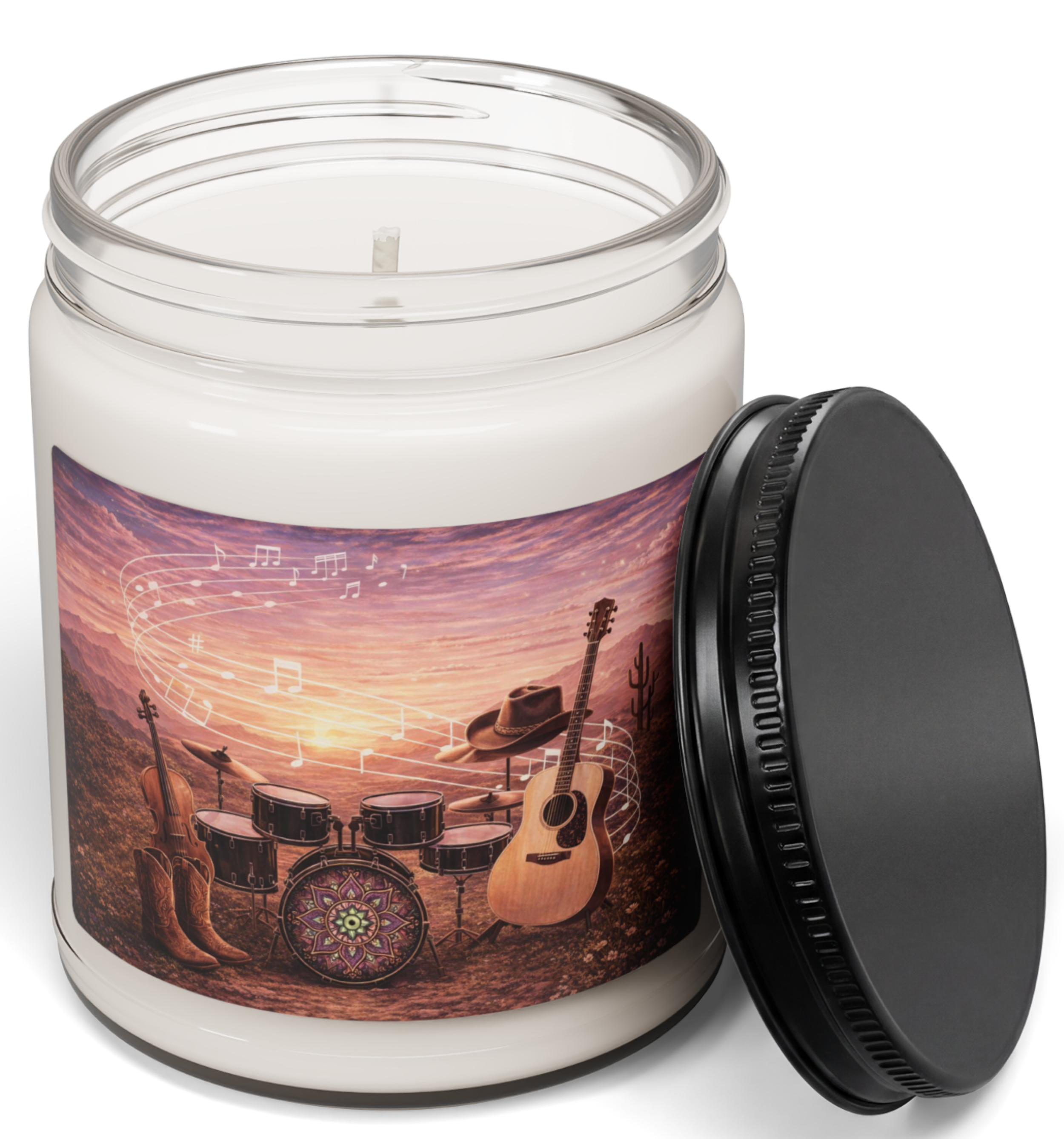 Sunset Music Jam Soy Candle — Acoustic Guitar, Drum &amp; Desert Dusk 9oz product thumbnail image