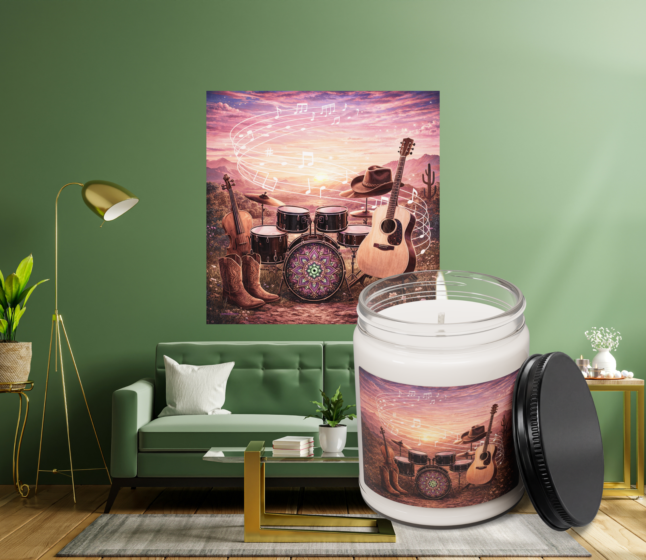Sunset Music Jam Soy Candle — Acoustic Guitar, Drum &amp; Desert Dusk 9oz product thumbnail image