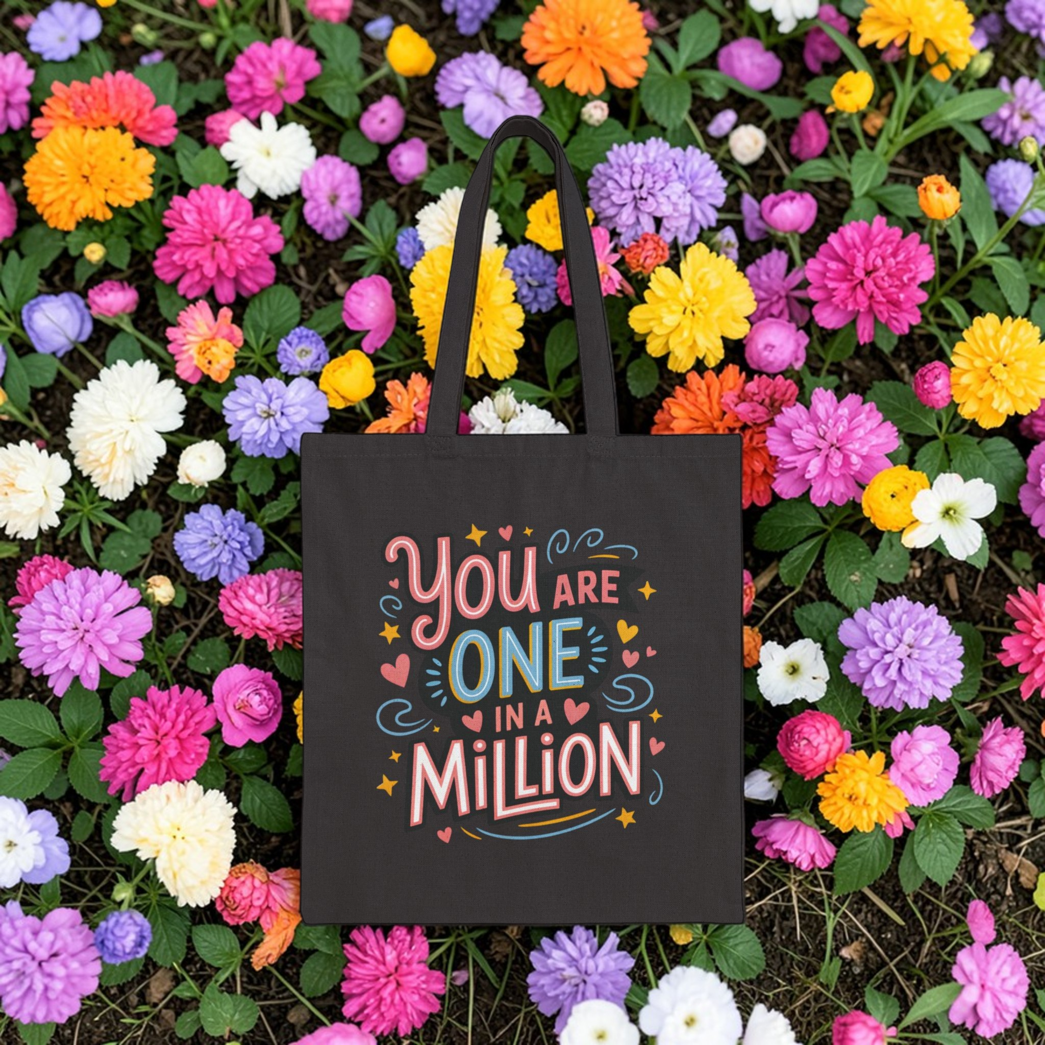 Tote Bag — "You Are One in a Million" Inspirational Canvas Tote product thumbnail image