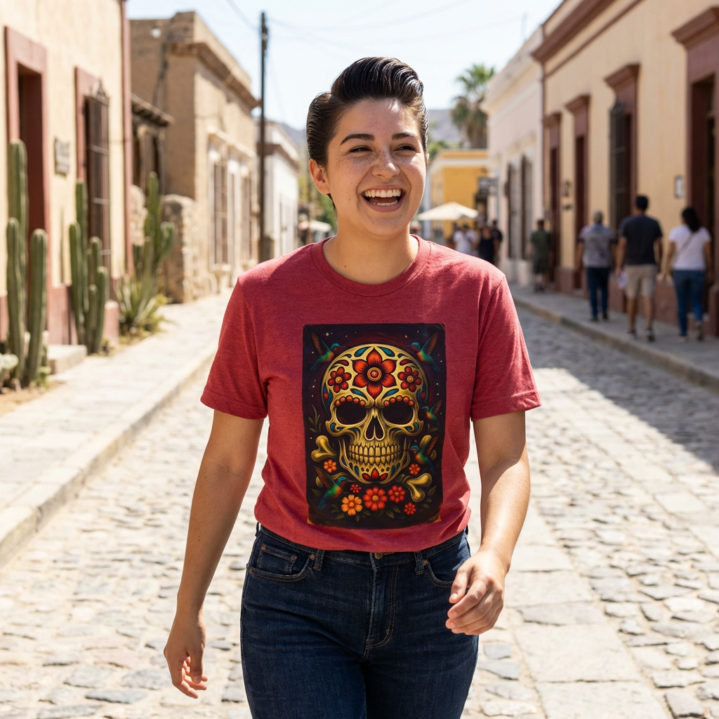 Sugar Skull T-Shirt — Day of the Dead Floral Skull Tee