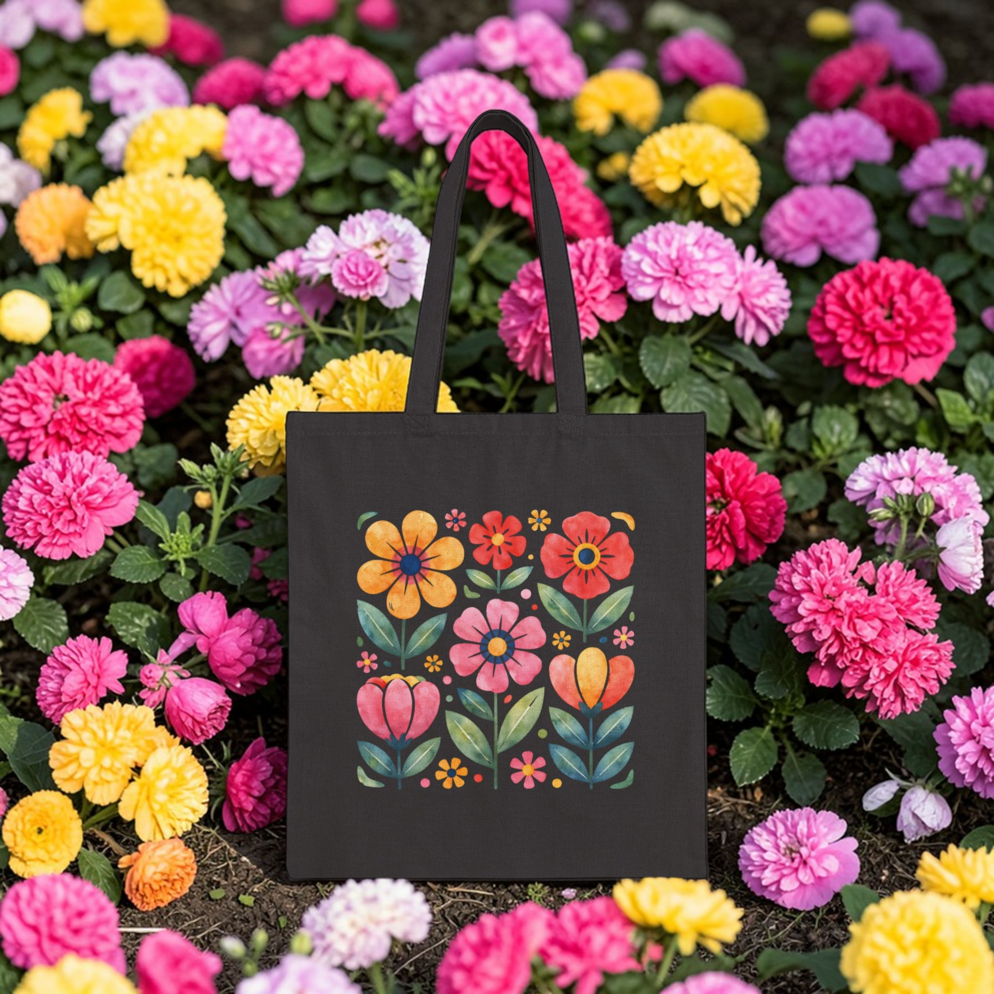 Floral Canvas Tote Bag – Colorful Retro Flower Market Bag product thumbnail image Floral Canvas Tote Bag – Colorful Retro Flower Market Bag product thumbnail image