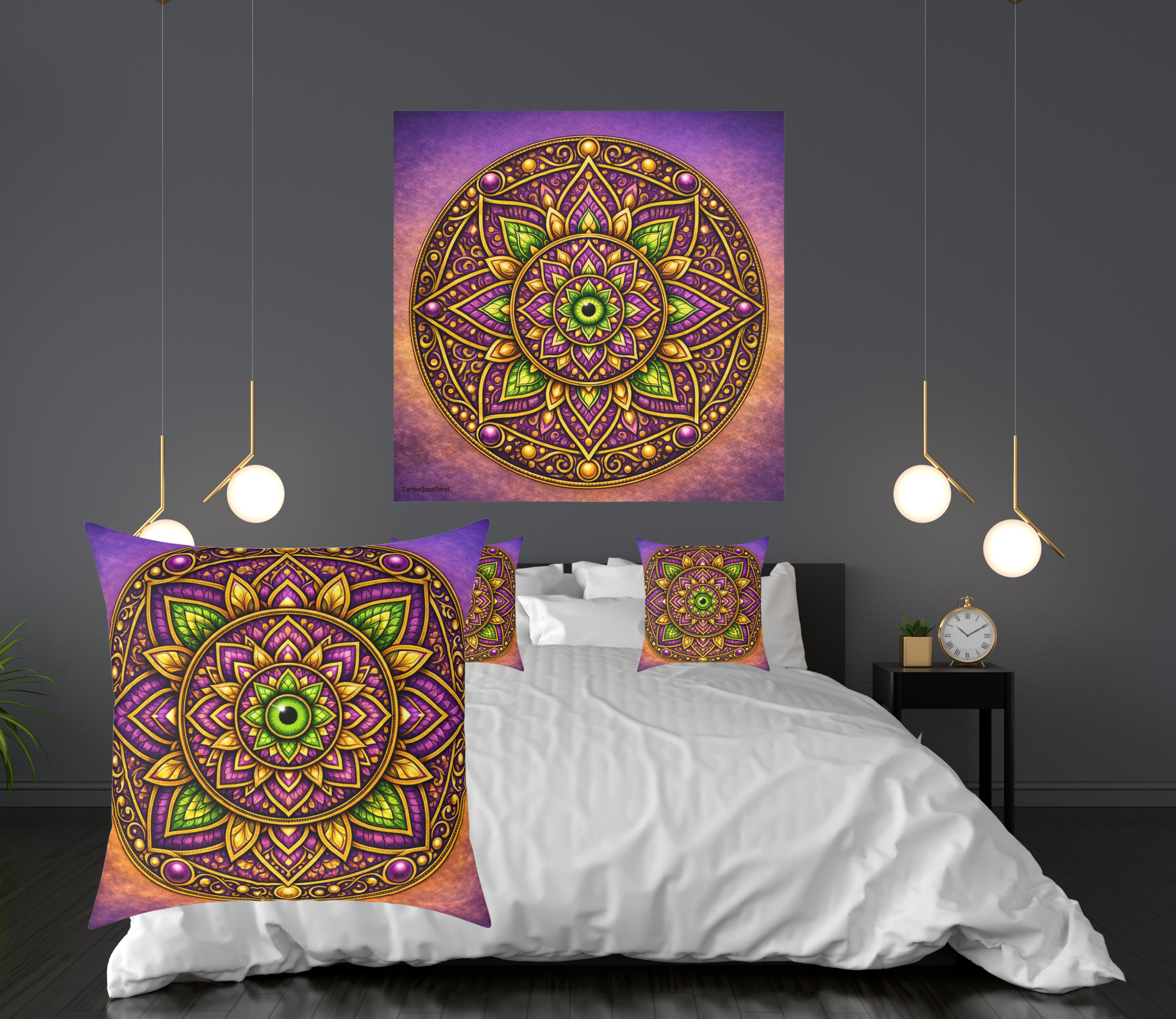 Sunset Mandala Protection Pillow – Hidden Evil Eye Cushion for Energy, Color Therapy &amp; Sacred Decor product thumbnail image