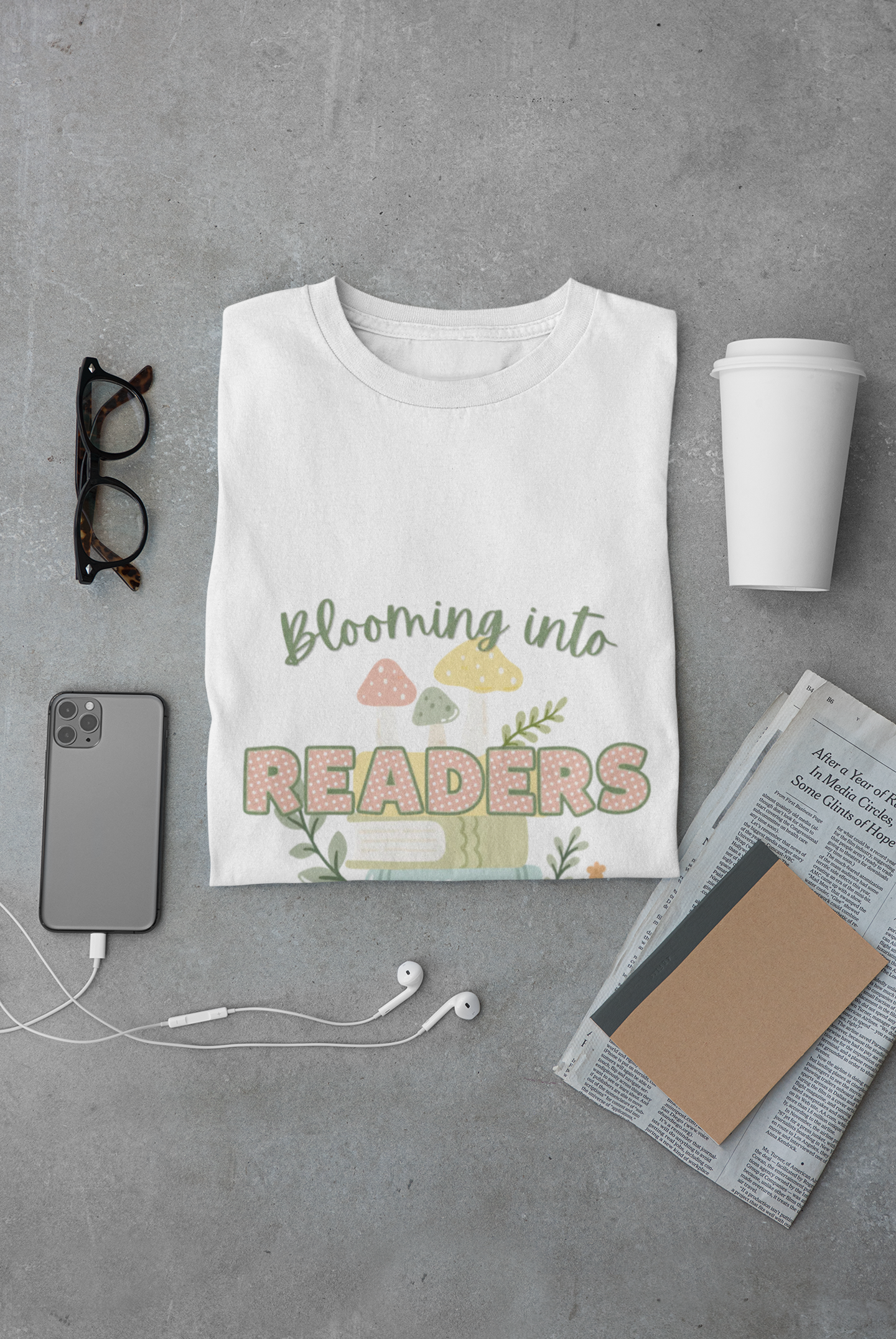 Blooming Into Readers Graphic Tee – "Blooming Into Readers" Book Lover Shirt - Reading Teacher Tee product thumbnail image