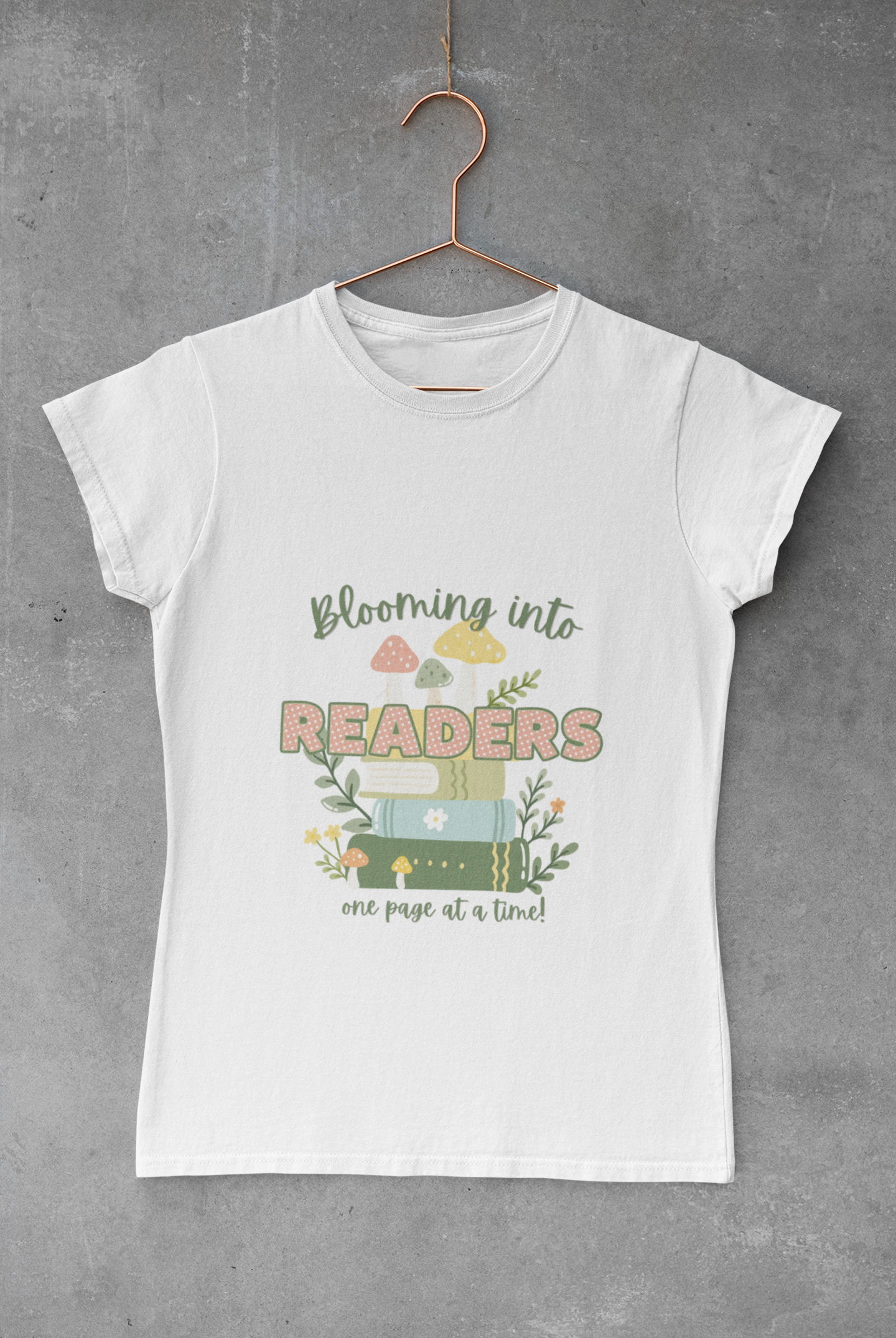 Blooming Into Readers Graphic Tee – "Blooming Into Readers" Book Lover Shirt - Reading Teacher Tee product thumbnail image