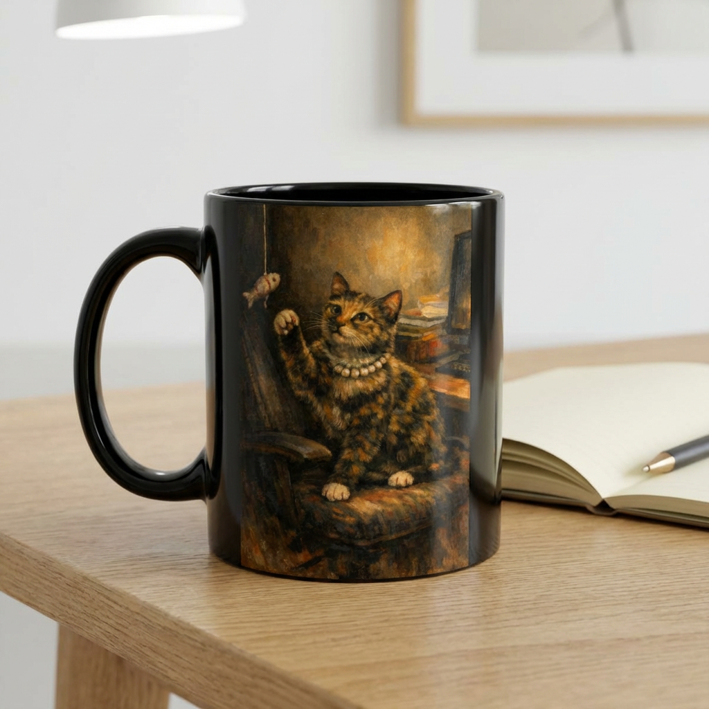 Vintage Cat Portrait Coffee Mug – Whimsical Pearl-Collared Kitty Accent Mug product thumbnail image Vintage Cat Portrait Coffee Mug – Whimsical Pearl-Collared Kitty Accent Mug product thumbnail image