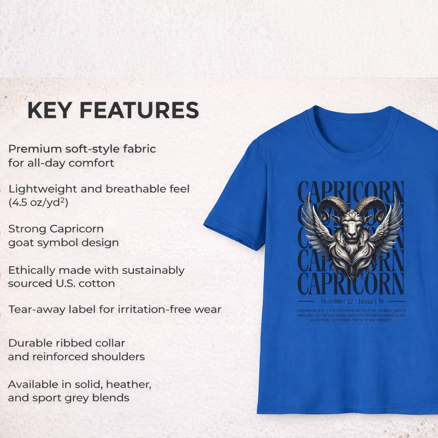 Capricorn Zodiac Goat Symbol Strength Graphic Tee - Unisex FS™ product thumbnail image Capricorn Zodiac Goat Symbol Strength Graphic Tee - Unisex FS™ product thumbnail image