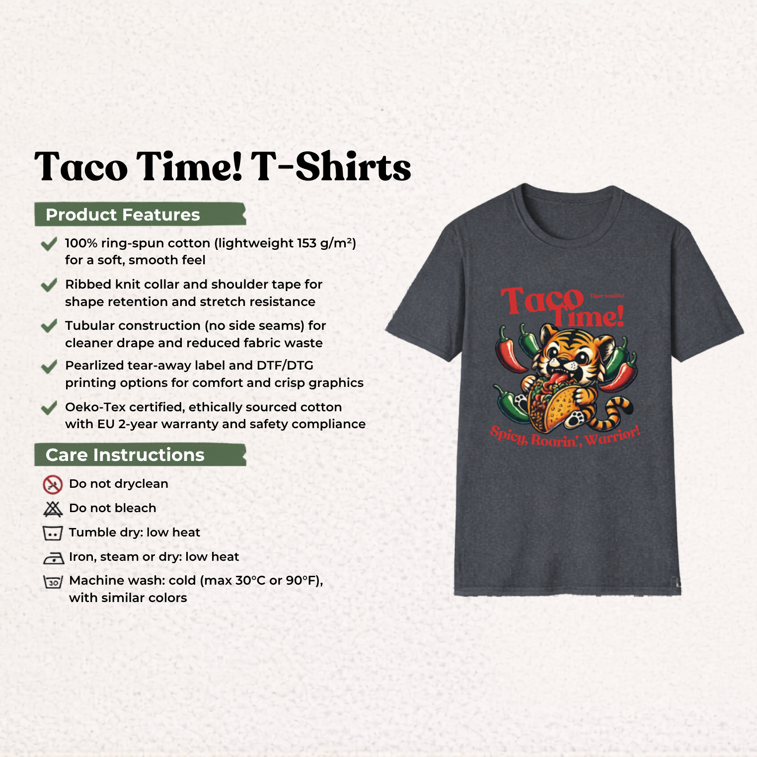 Taco Time Tiger Graphic Tee - Unisex FS™ product thumbnail image