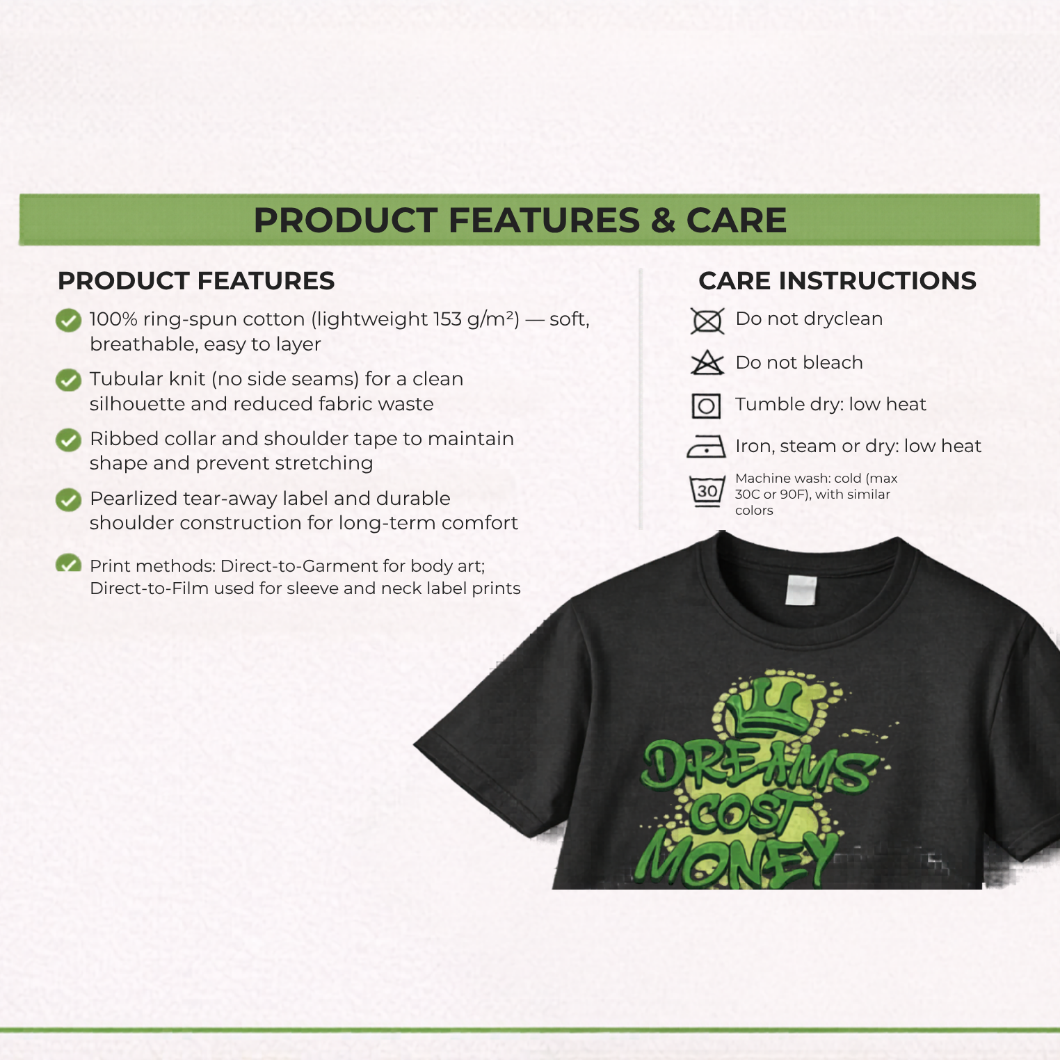 Dreams &amp; Hustle Motivational Tee - Unisex FS™ product thumbnail image