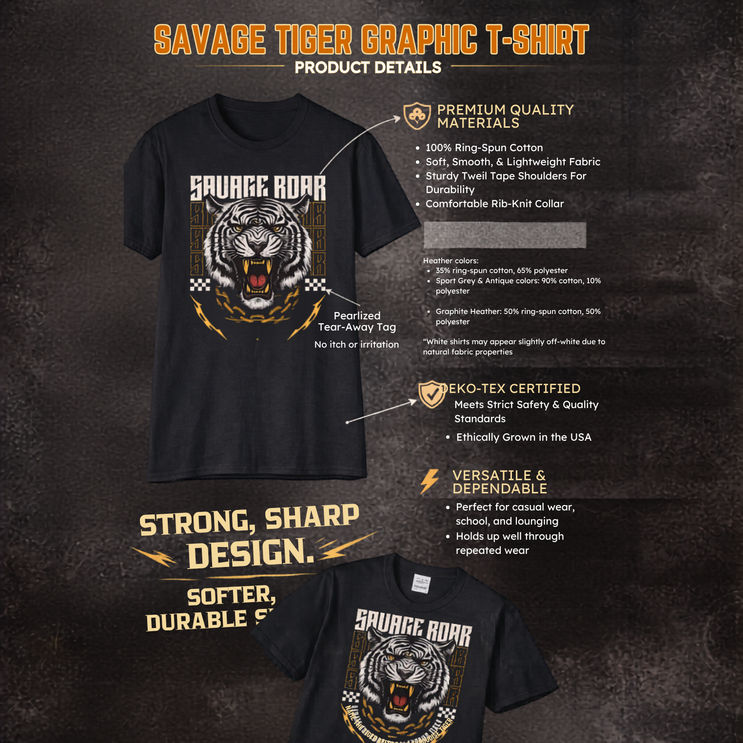 Savage Tiger Graphic Tee - Unisex FS™ product thumbnail image Savage Tiger Graphic Tee - Unisex FS™ product thumbnail image