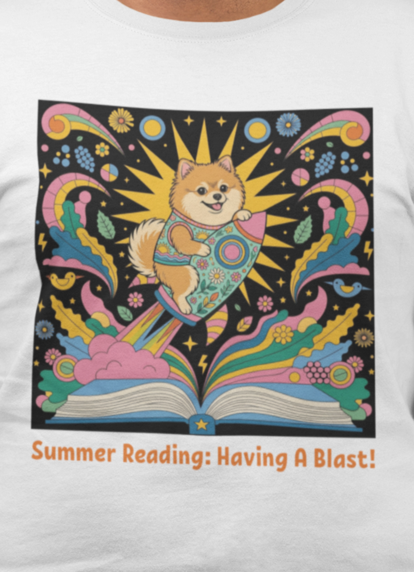 Summer Reading Comfort Colors Unisex T-Shirt | "Having A Blast!" Kids & Teacher Book Club Tee | Book Lovers Reading is Fun Design | Bookish Pomeranian Dog Lovers product thumbnail image Summer Reading Comfort Colors Unisex T-Shirt | "Having A Blast!" Kids & Teacher Book Club Tee | Book Lovers Reading is Fun Design | Bookish Pomeranian Dog Lovers product thumbnail image
