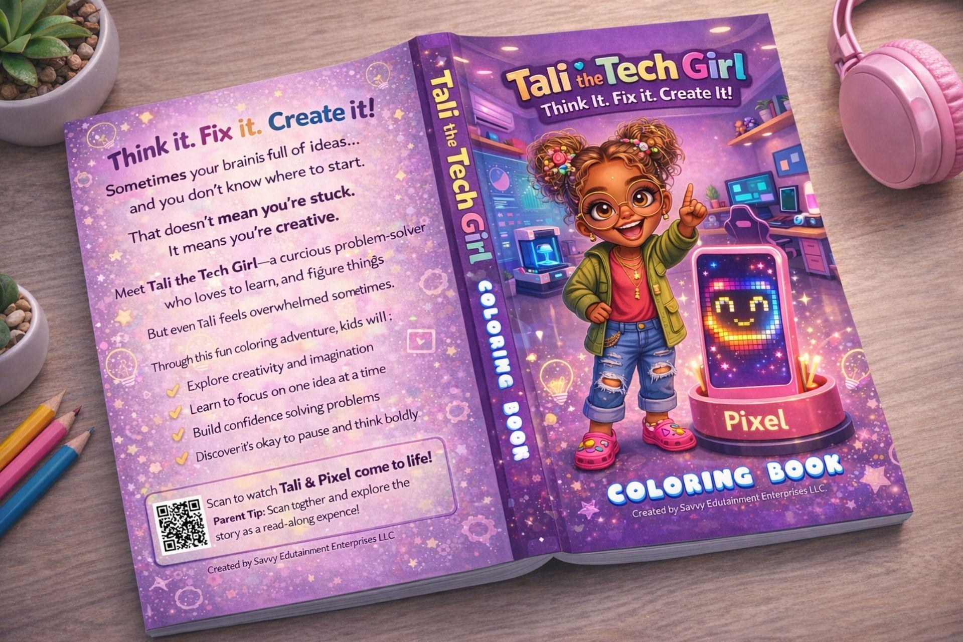 Tali the Tech Girl Coloring Book — STEM Kids Activity Coloring Book product thumbnail image