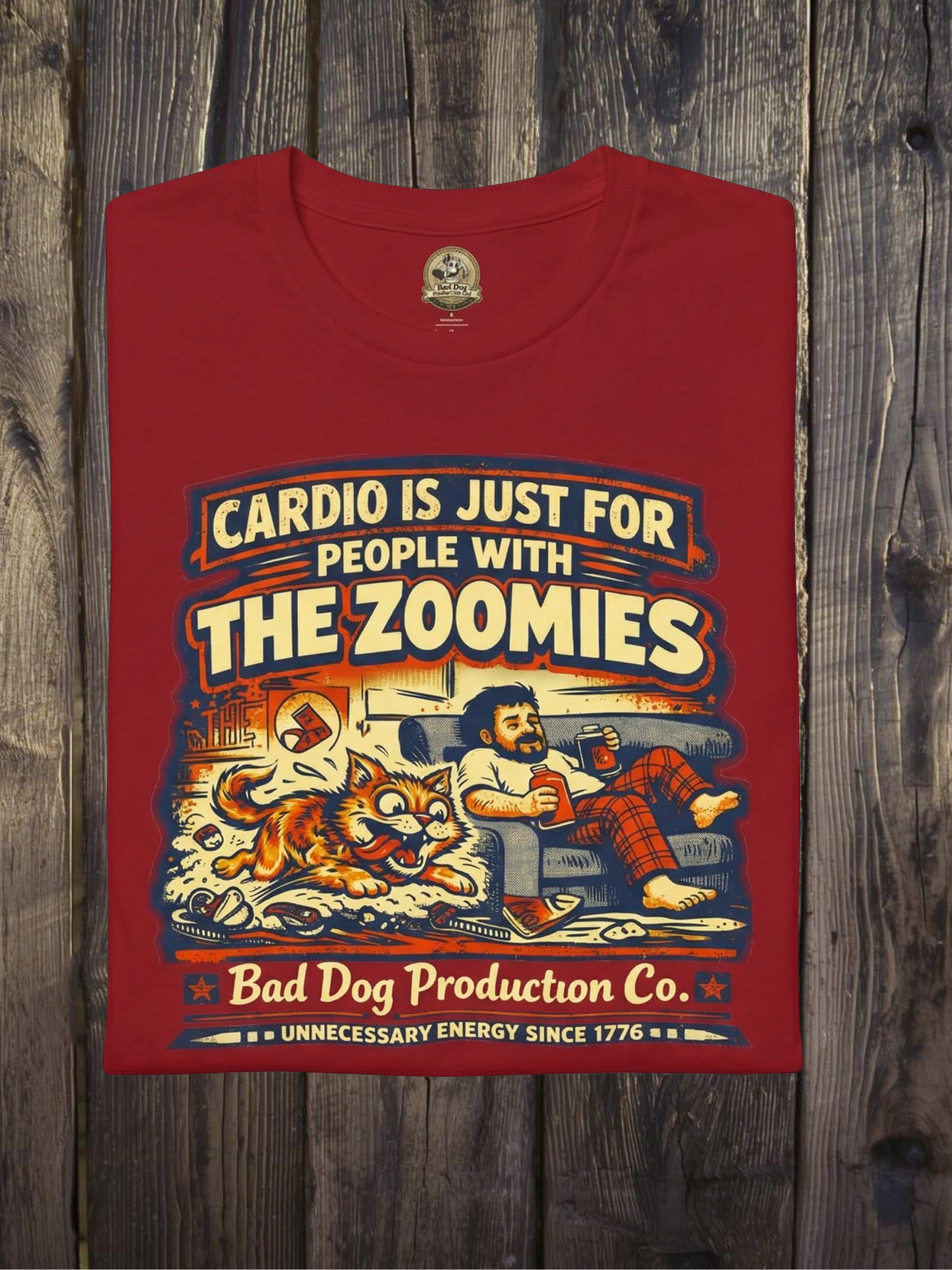 Couch Potato and Cat "Cardio Is Just for People with The Zoomies"  - Graphic Tee product thumbnail image