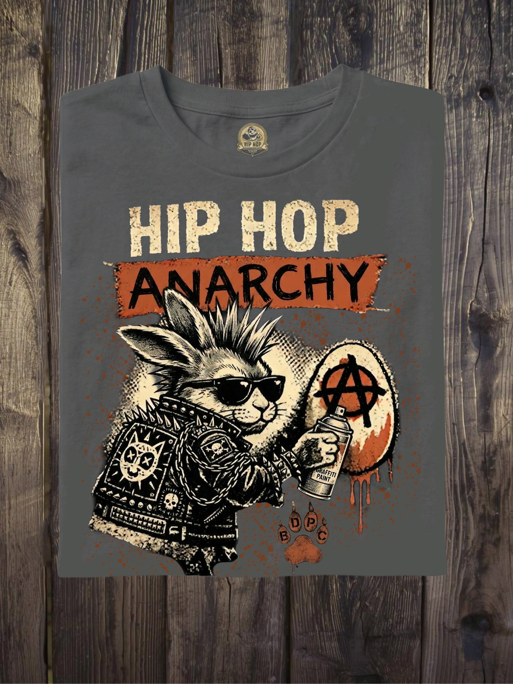 Hip Hop Anarchy Tee — Bad Dog Vintage Streetwear T‑Shirt product thumbnail image Hip Hop Anarchy Tee — Bad Dog Vintage Streetwear T‑Shirt product thumbnail image