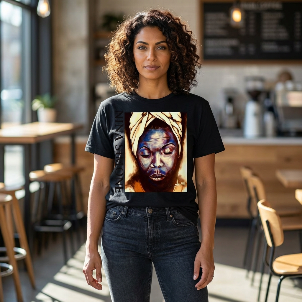 Nina Simone Portrait T-Shirt — Artwork by Ahmed Salam product thumbnail image