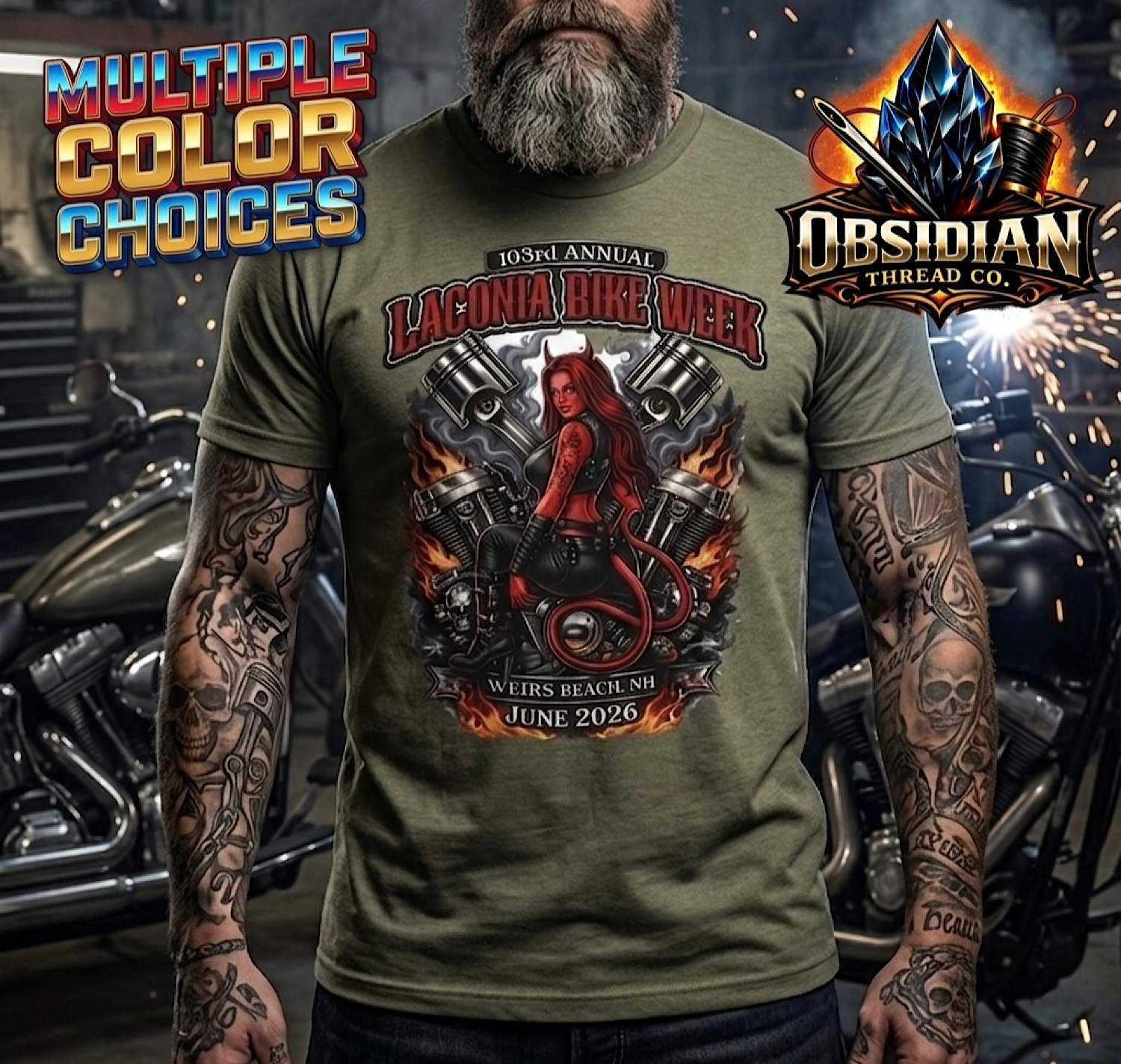 2026 Laconia Bike Week Shirt 103rd Annual Weirs Beach NH Biker Motorcycle Rally  product thumbnail image