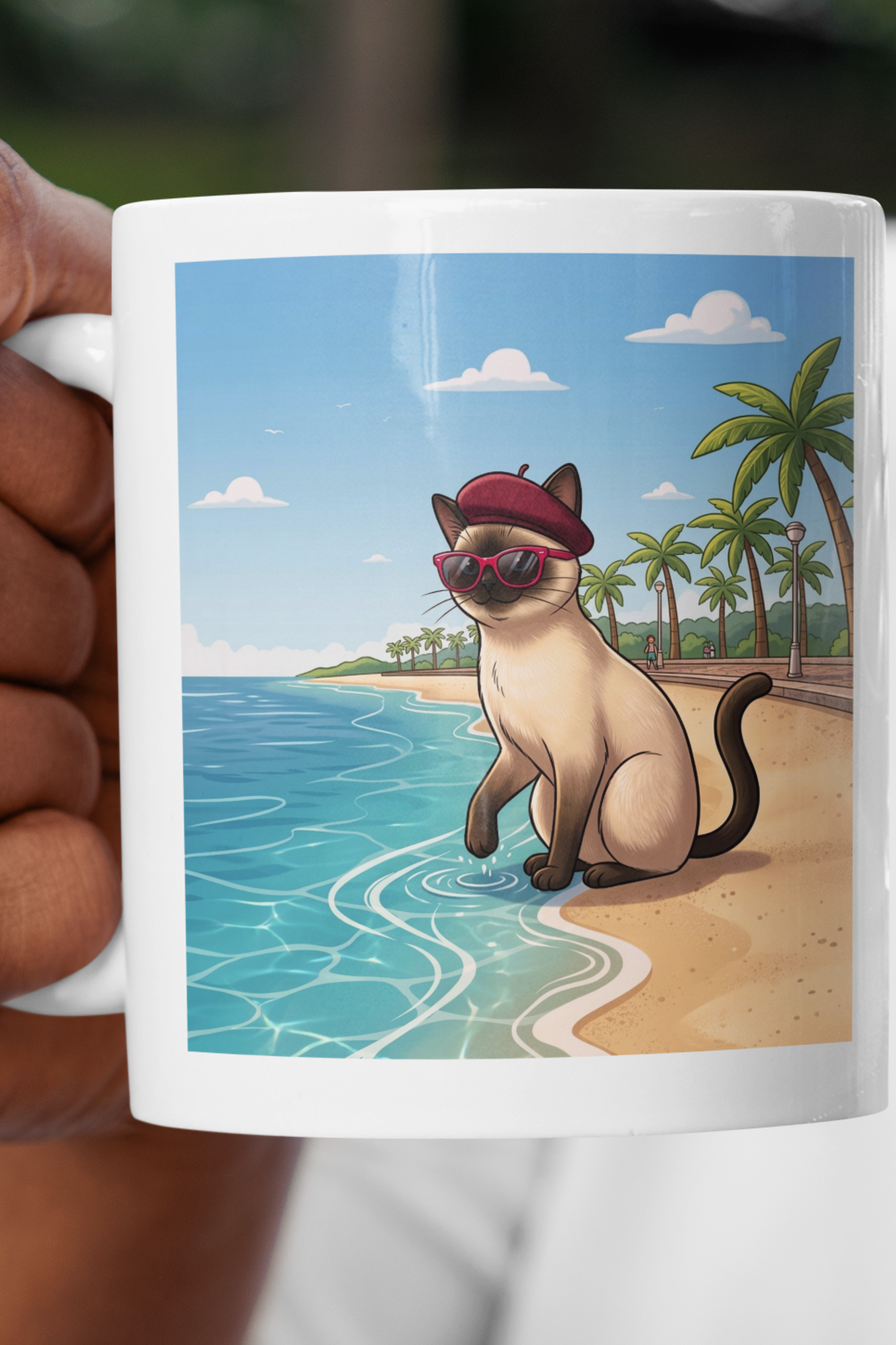 Siamese Cat at Sunny Mediterranean Beach in Nice, France Ceramic Mug (11oz/15oz) | Cute Cat Lovers Design | Funny Kitty Gift Coffee & Tea Cup product thumbnail image Siamese Cat at Sunny Mediterranean Beach in Nice, France Ceramic Mug (11oz/15oz) | Cute Cat Lovers Design | Funny Kitty Gift Coffee & Tea Cup product thumbnail image