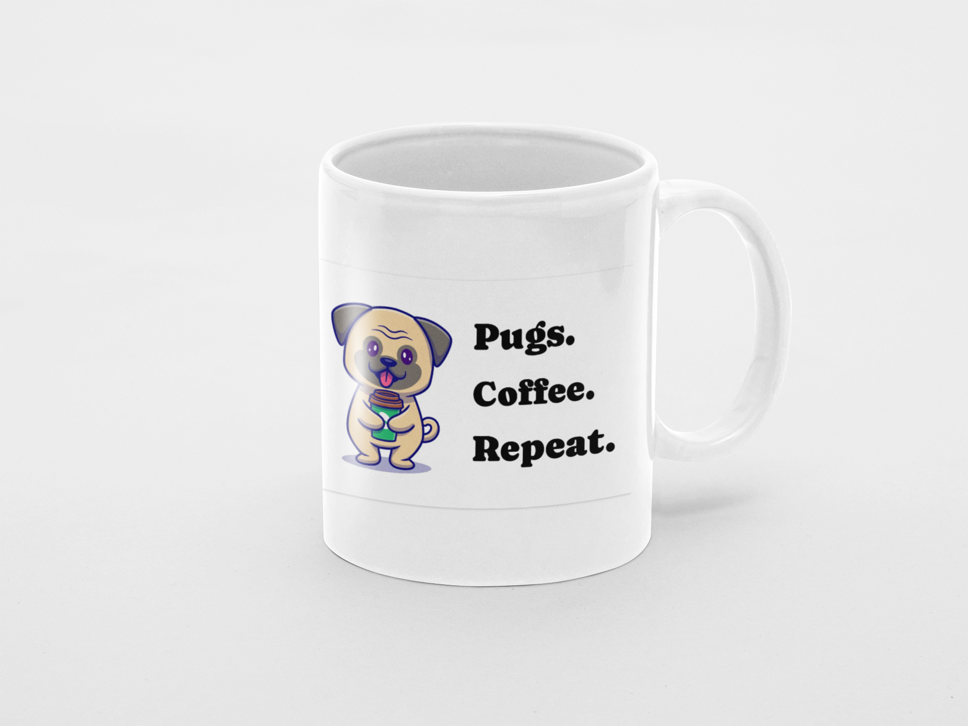 Coffee Mug - Pugs, Coffee, Repeat Design product thumbnail image